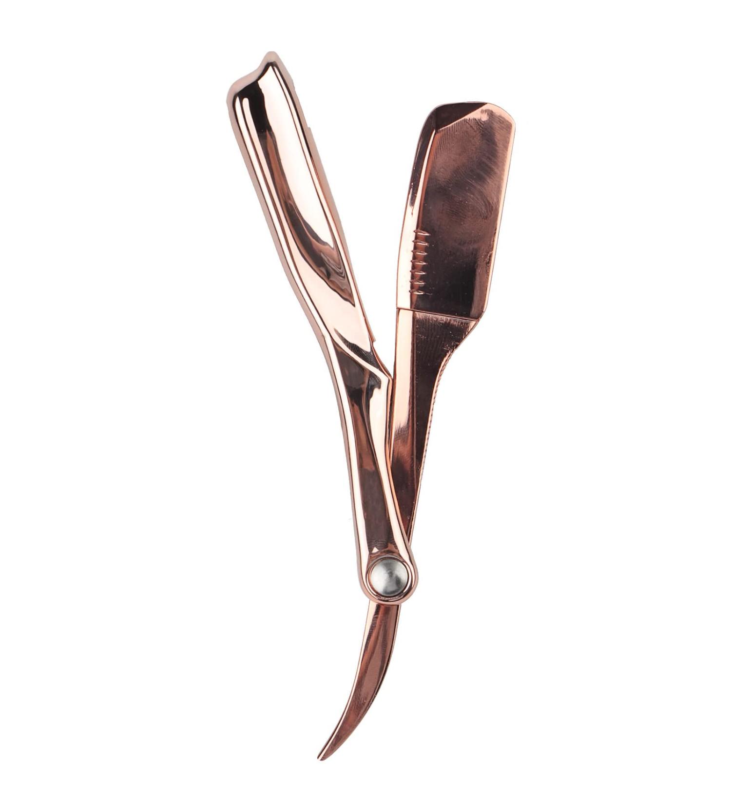 Men's Rose Gold Rasier Knife with Blade Holder | Professional Hairdresser Tool | Premium Quality Grooming for Men | Time-Saving & Versatile - Buy Online on GoSupps.com