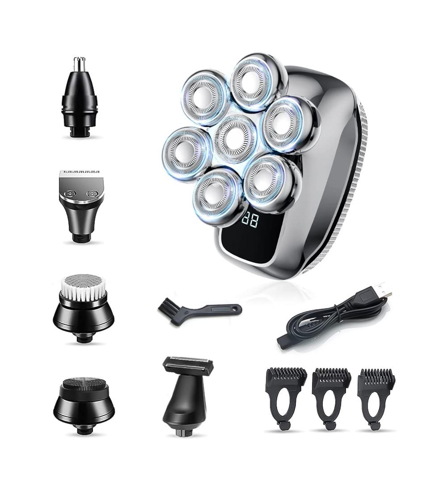 Buy Head Shavers for Bald Men - IPX7 Waterproof Electric Razor & 6-in-1 Grooming Kit | Best Cordless Rotary Shaver for Men - Buy Online on GoSupps.com