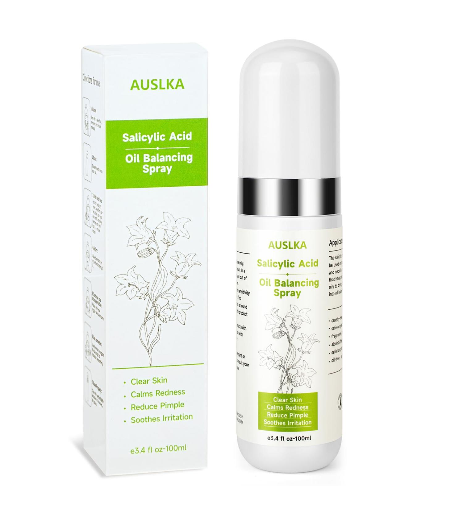 AUSLKA Salicylic Acid Spray Helps Reduce Redness and Breakouts Multi-Purpose Topical Facial Skin Repair Mist with 2% Salicylic Acid Travel Size Salicylic Acid Spray for Face & Body (3.4 Fl Oz) - Buy Online on GoSupps.com