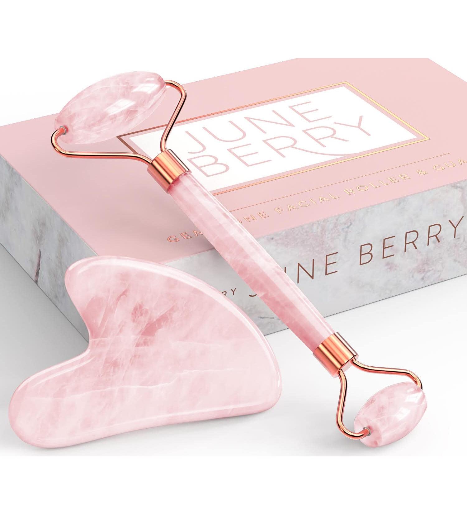 Face Roller Skin Care Set - Jade Roller Gua Sha & Rose