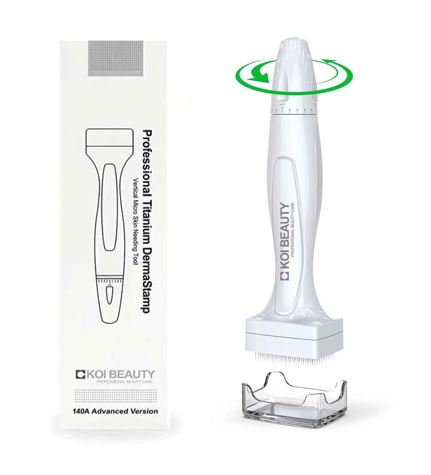KOI BEAUTY Adjustable Derma Stamp- 140 REAL NEEDLE Professional Microneedling 0-3mm Home Dermastamp for Face Hair Scalp Beard Growth Body Derma Roller & Microneedling Pen Alternative for Men Women - Buy Online on GoSupps.com