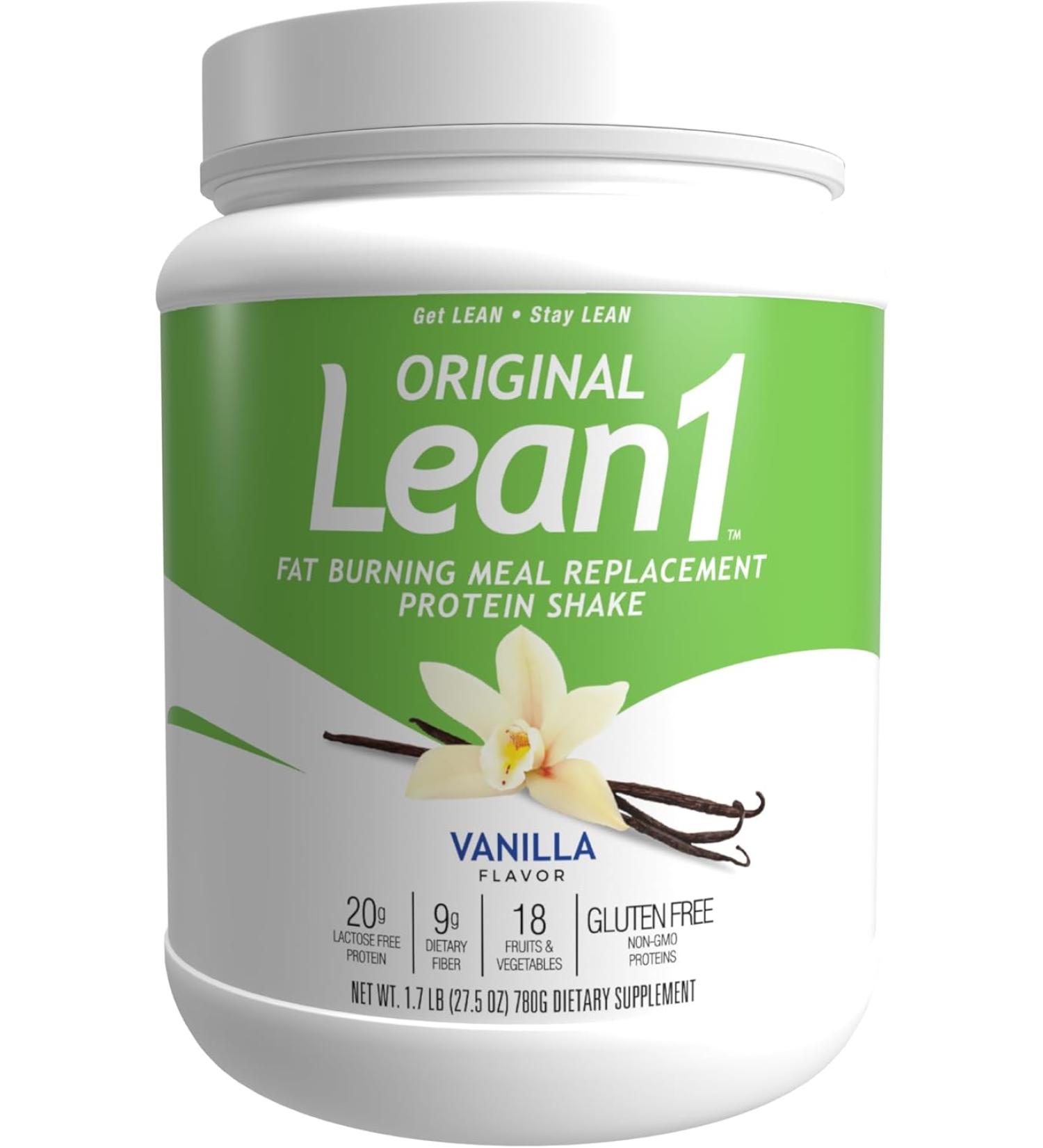 LEAN 1 Vanilla Protein Powder - 10 Servings (1.1lbs) | Meal Replacement Shake - Buy Online on GoSupps.com
