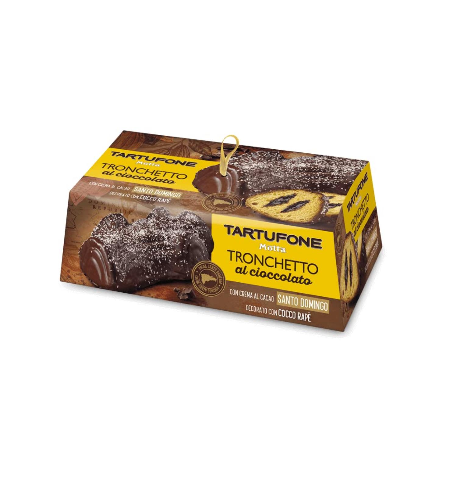 S.P.A Motta Tartufone Tronchetto al Cioccolato (Sweet pastry with Santo Domingo cocoa cream dark coating and grated coconut decoration) 750g