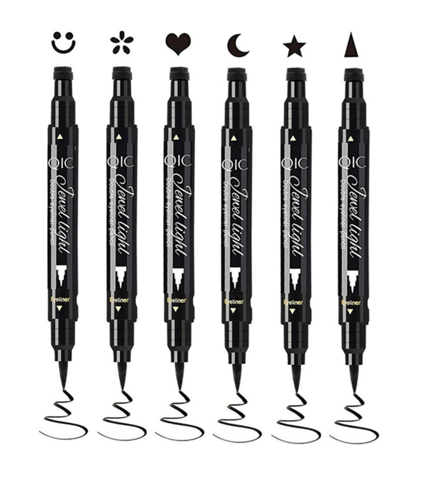 Go Ho 6 PCS Black Eyeliner Stamps Set - Waterproof Double-sided Liquid Pen for High Pigmented Eyeshadow Makeup - Long Lasting & Smooth Eyeliner Pencils - 6 Shapes - Buy Online on GoSupps.com