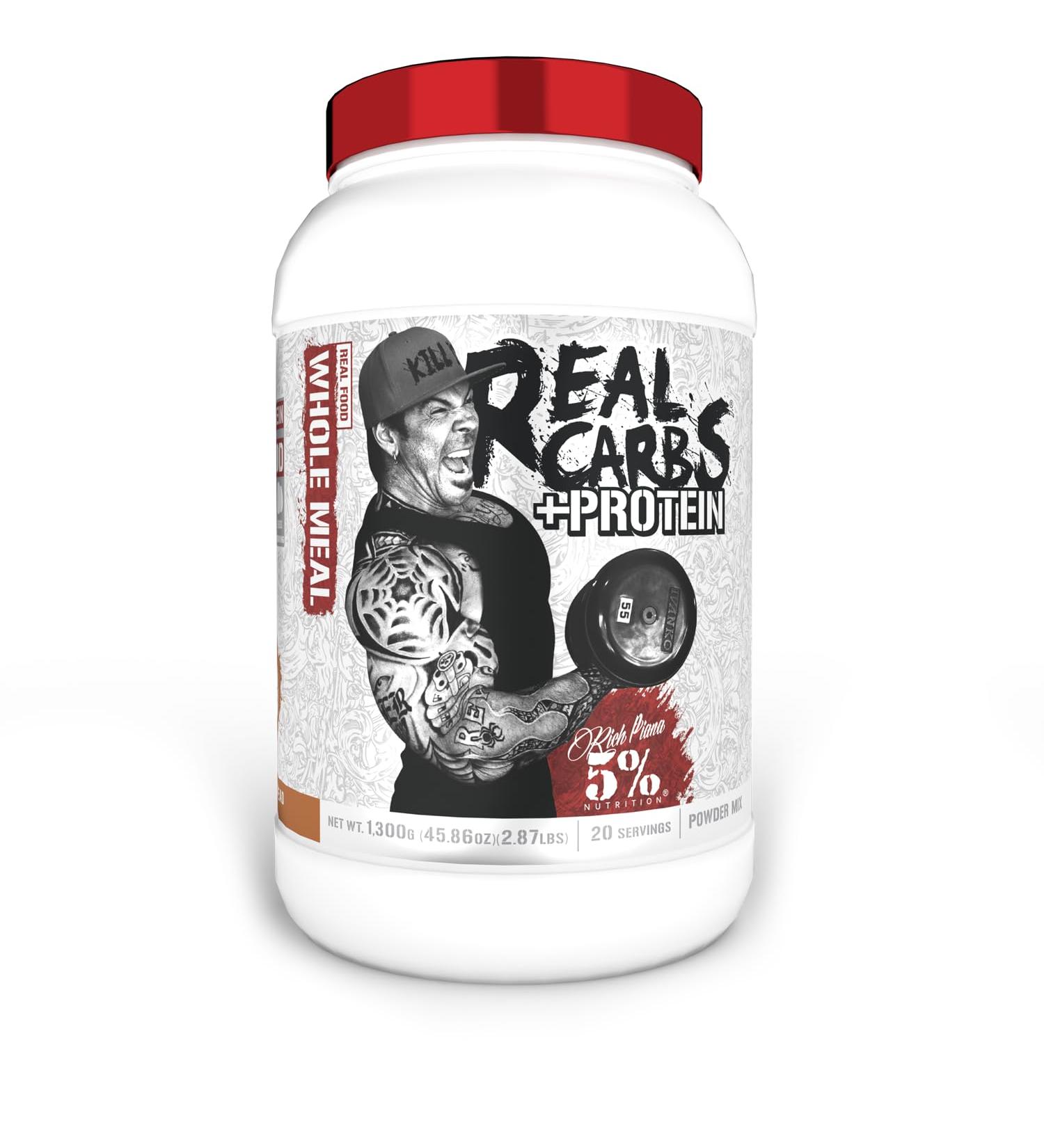 5% Nutrition Rich Piana Real Carbs + Protein | Banana Nut Bread Mass Gainer | Clean Pre/Post-Workout Recovery | 2.87 lb 20 Servings - Buy Online on GoSupps.com