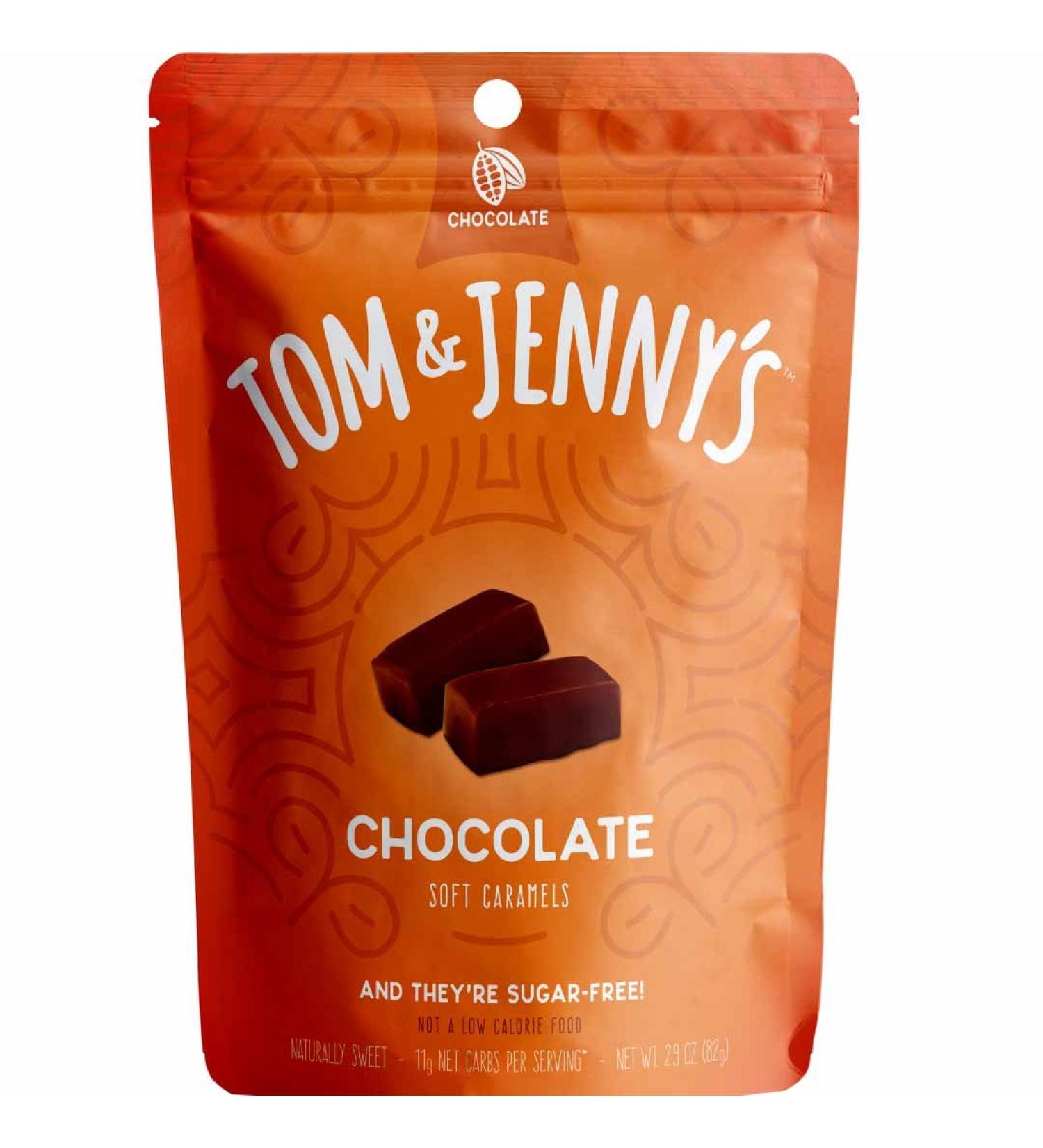 Tom & Jenny's Sugar Free Caramel Chocolate Sea Salt Candy - Low Carb Keto Friendly with Xylitol and Maltitol - 2.9oz Pack - Buy Online on GoSupps.com