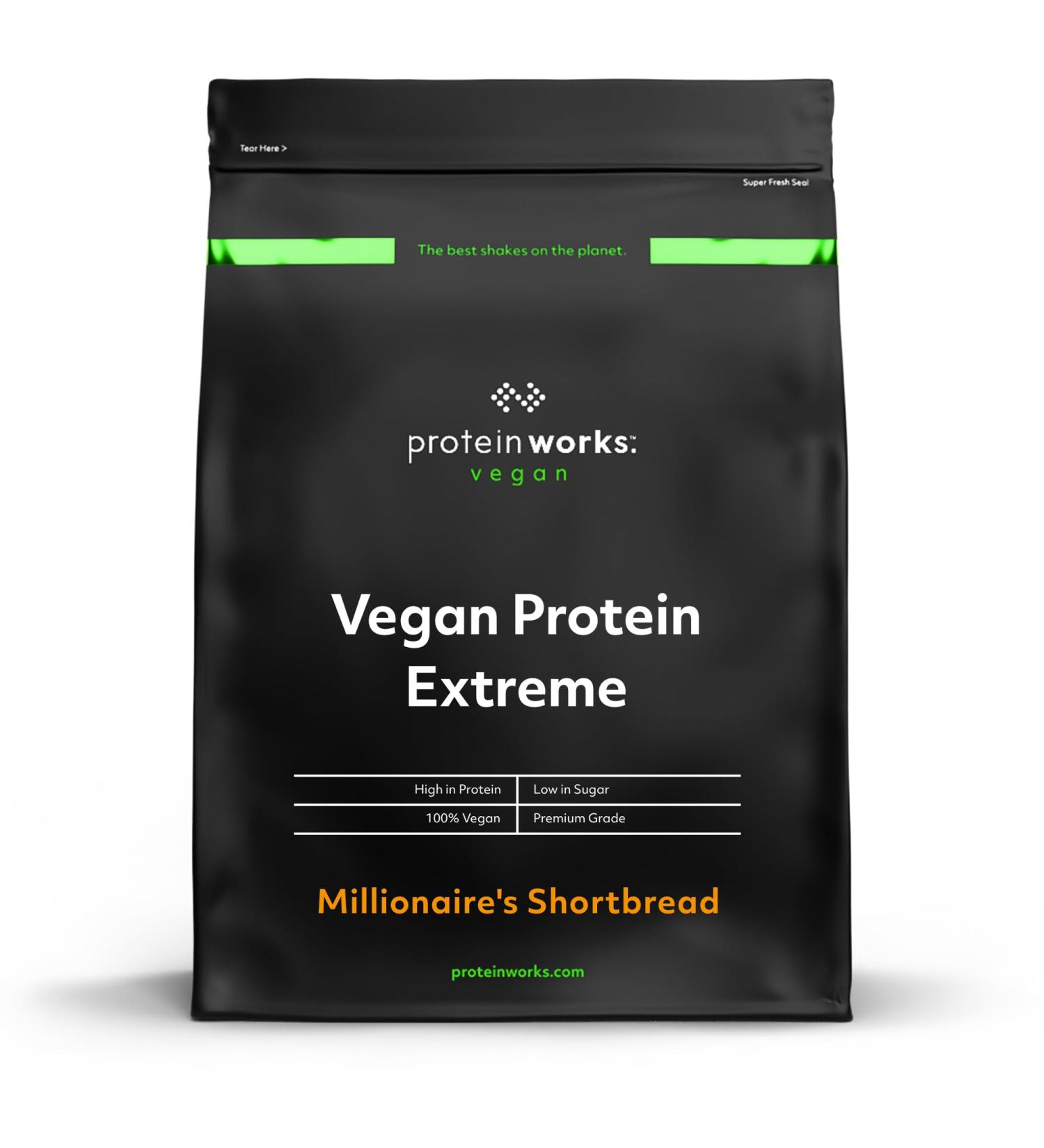 The Protein Works Vegan Protein Extreme | 29g Plant Based Protein | Vitamin Blend | 57 Servings | Millionaire's Shortbread Flavor | 2kg Pack - Buy Online on GoSupps.com