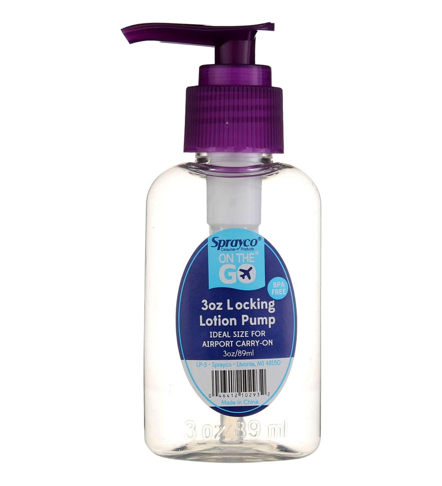 LP-3 3 Oz Locking Lotion Bottle - Assorted Colors for Travel & Home Use | International Shipping Available - Buy Online on GoSupps.com