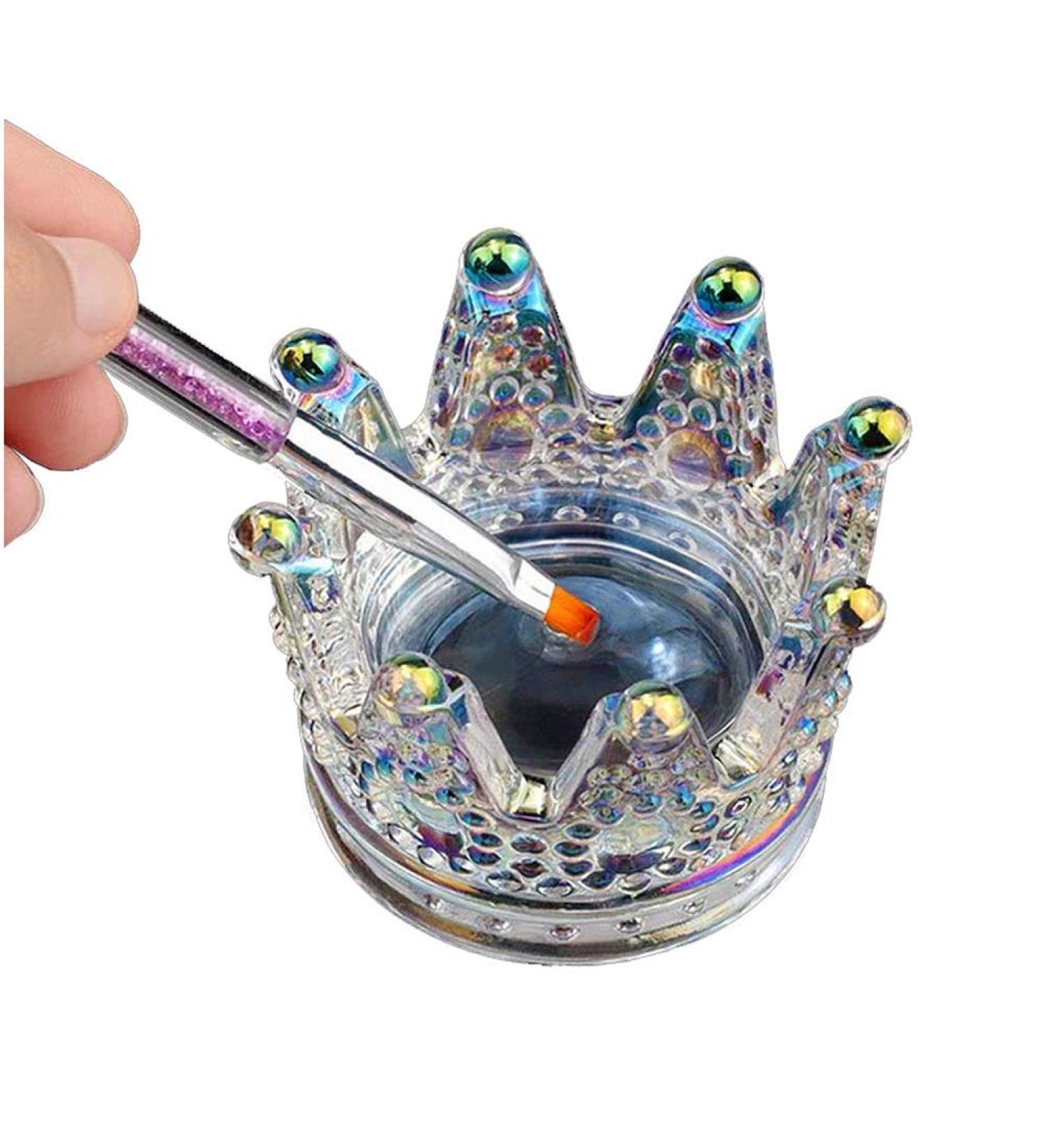 Crown Nail Art Dappen Dish - 2 in 1 Nail Pen Holder & Crystal Bowl for Acrylic Liquid & Powder - Perfect Nail Art Tool & Organizer - Buy Online on GoSupps.com