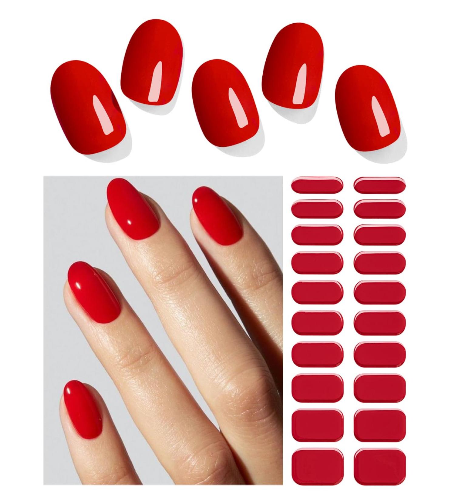 Wahrshei Red Nail Foils - 20 Self-Adhesive Gel Nail Stickers | UV Gel Nail Wraps for Stunning Red Nail Art - Buy Online on GoSupps.com