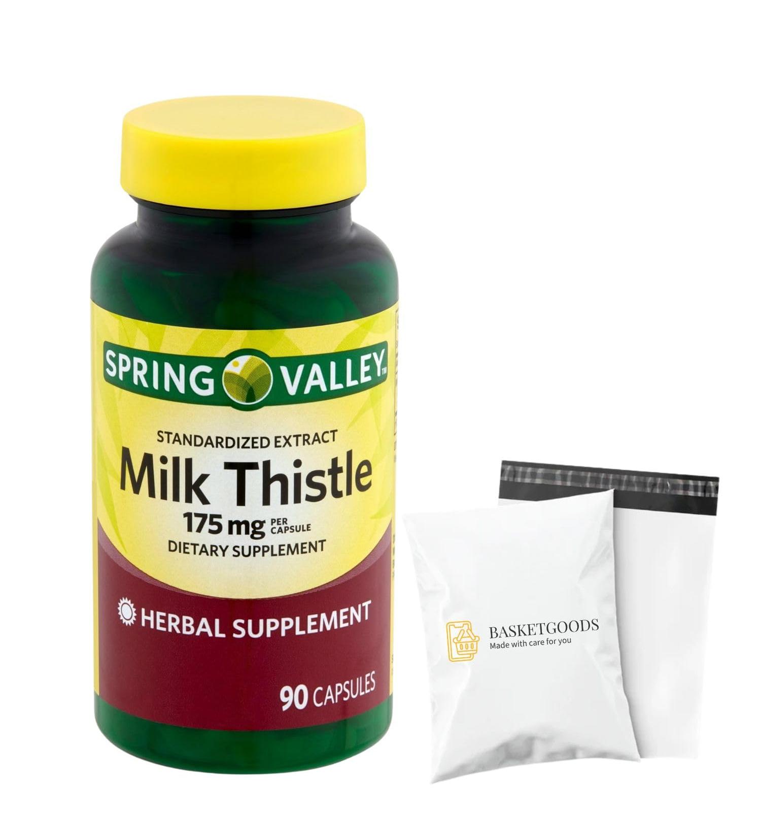 Spring Valley Milk Thistle Extract 175 mg 90 Capsules Standardized Herbal Supplement with Silymarin Set by Basket Goods - Buy Online on GoSupps.com