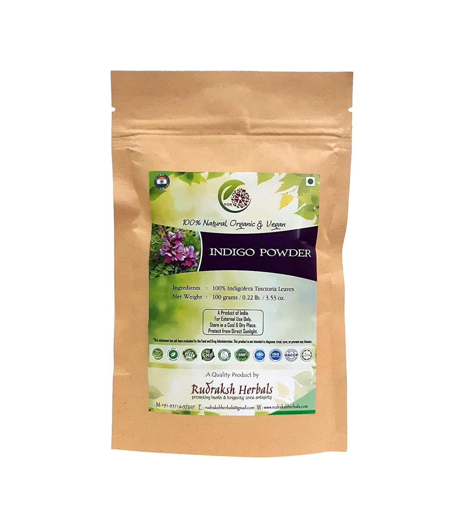 ORGANIZE Rudraksh Herbals Indigo Powder 100 Indigofera Tinctoria Leaves 100 gm