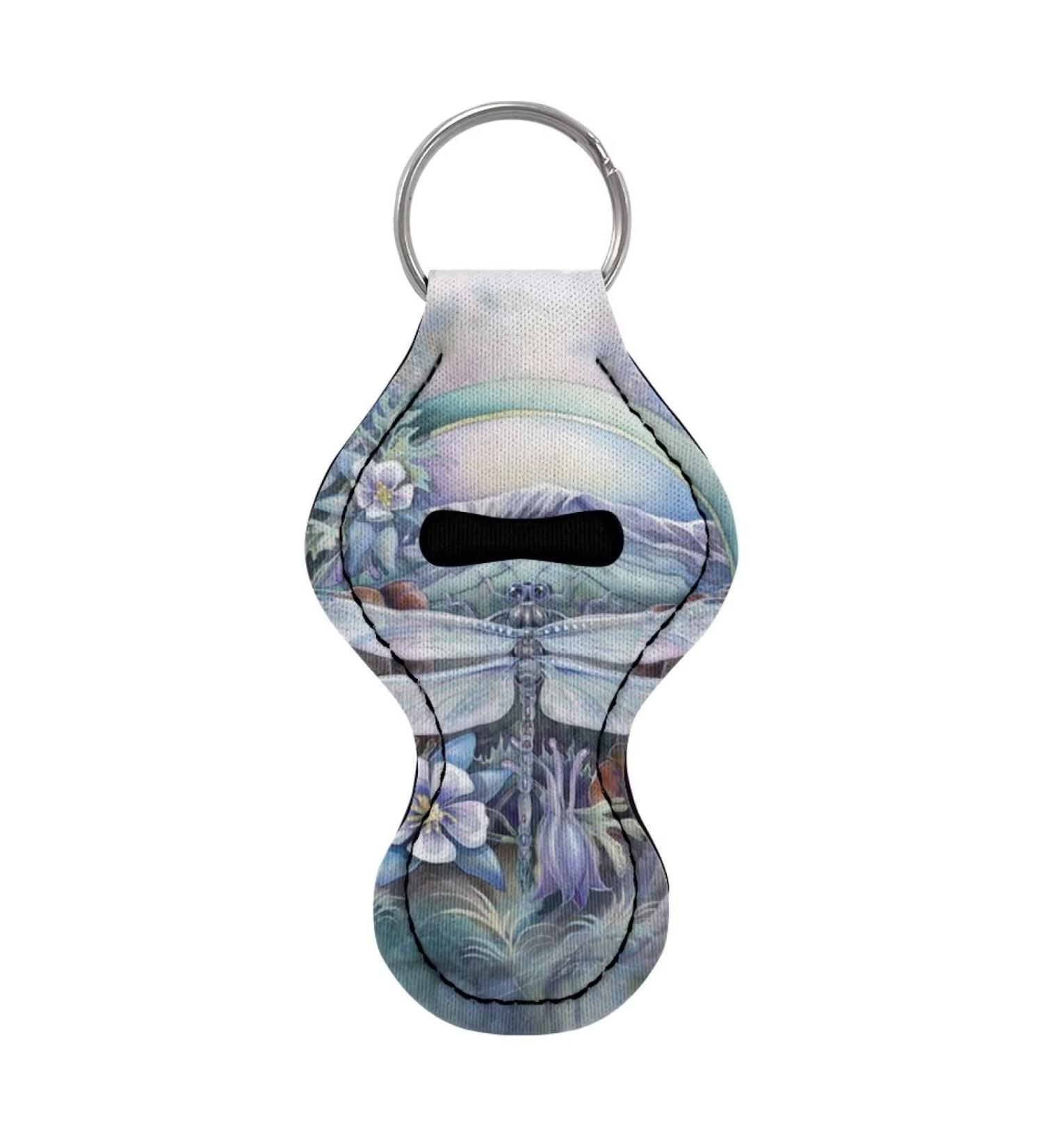 COEQINE Clip-on key ring for women and girls - Pouch for lip balm or lipstick Dragonfly flower. - Buy Online on GoSupps.com