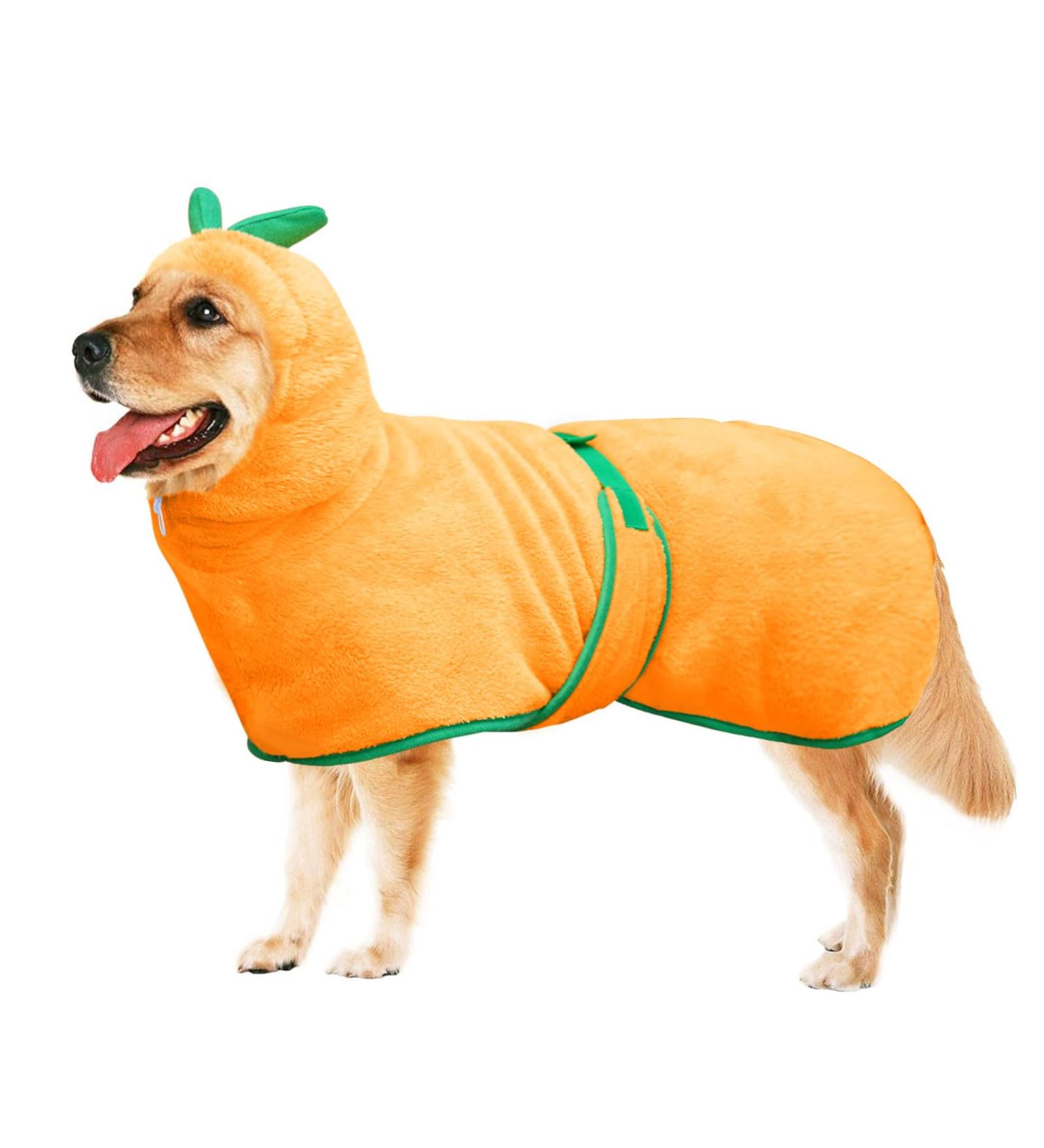 Bibykivn Microfiber Pumpkin Dog Bathrobe Coat - Adjustable Super Absorbent for Small Medium & Large Dogs - XL Yellow - Buy Online on GoSupps.com