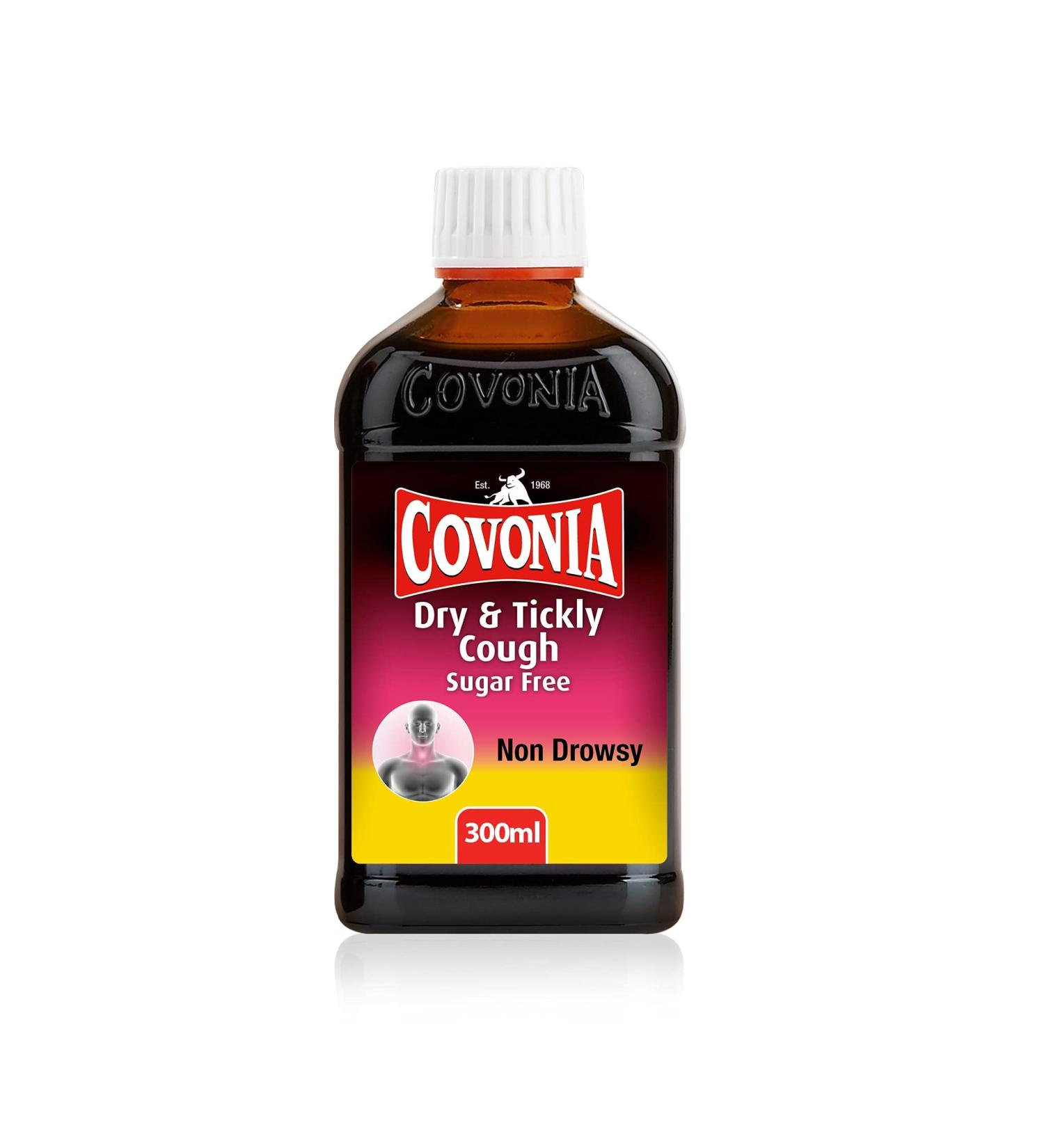 Covonia Dry & Tickly Cough Sugar Free Oral Solution 300ml - Soothing Relief for Dry Coughs and Sore Throats - Buy Online on GoSupps.com