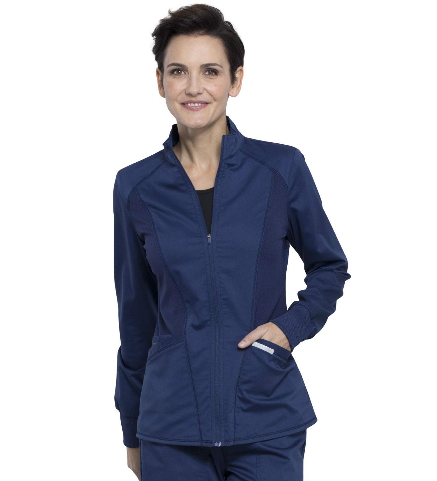 Cherokee Women's Zip Up Scrub Jacket | Breathable Mesh | Shirttail Hem | Navy, XL - WW301 - Buy Online on GoSupps.com