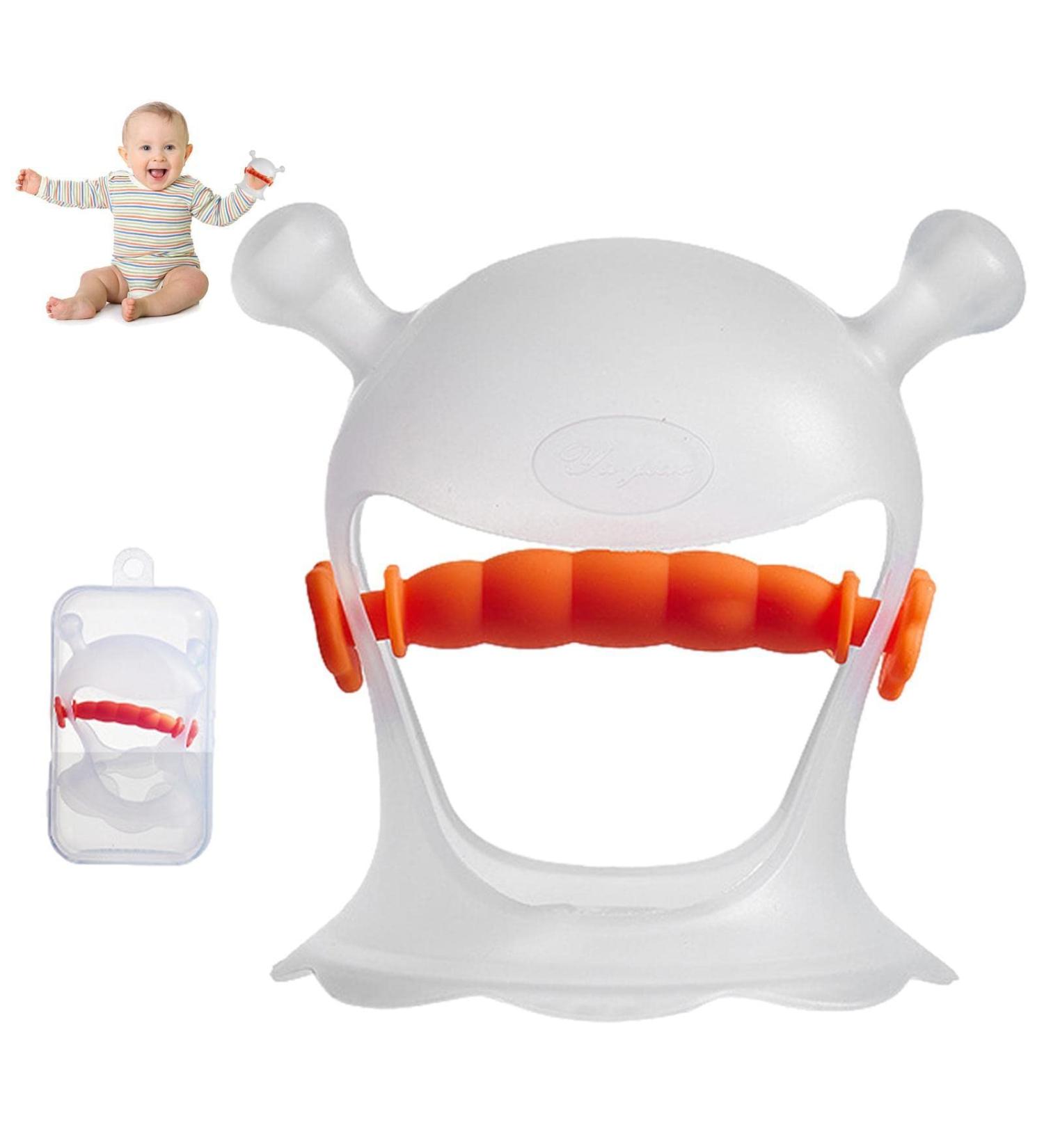 BAOK Hand Biting Rings for Babies | Anti-Drop Silicone Bite Ring Toys | Durable Dental Play Stuff | Safe Baby Gifts - Orange - Buy Online on GoSupps.com