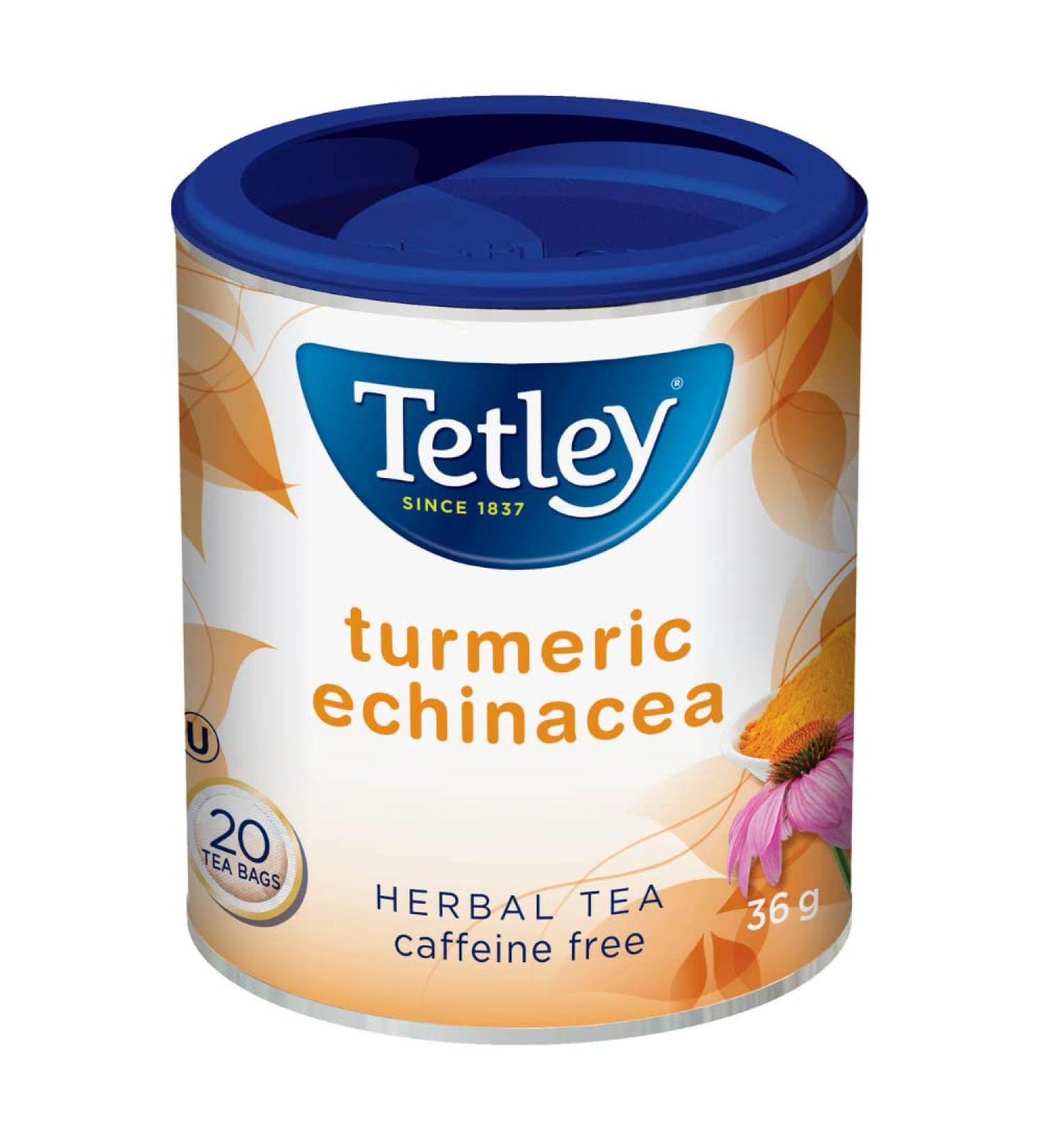 Tetley Turmeric Echinacea Herbal Tea - 20 Tea Bags 36 Grams Naturally Caffeine Free TurmericEchinacea - Buy Online on GoSupps.com
