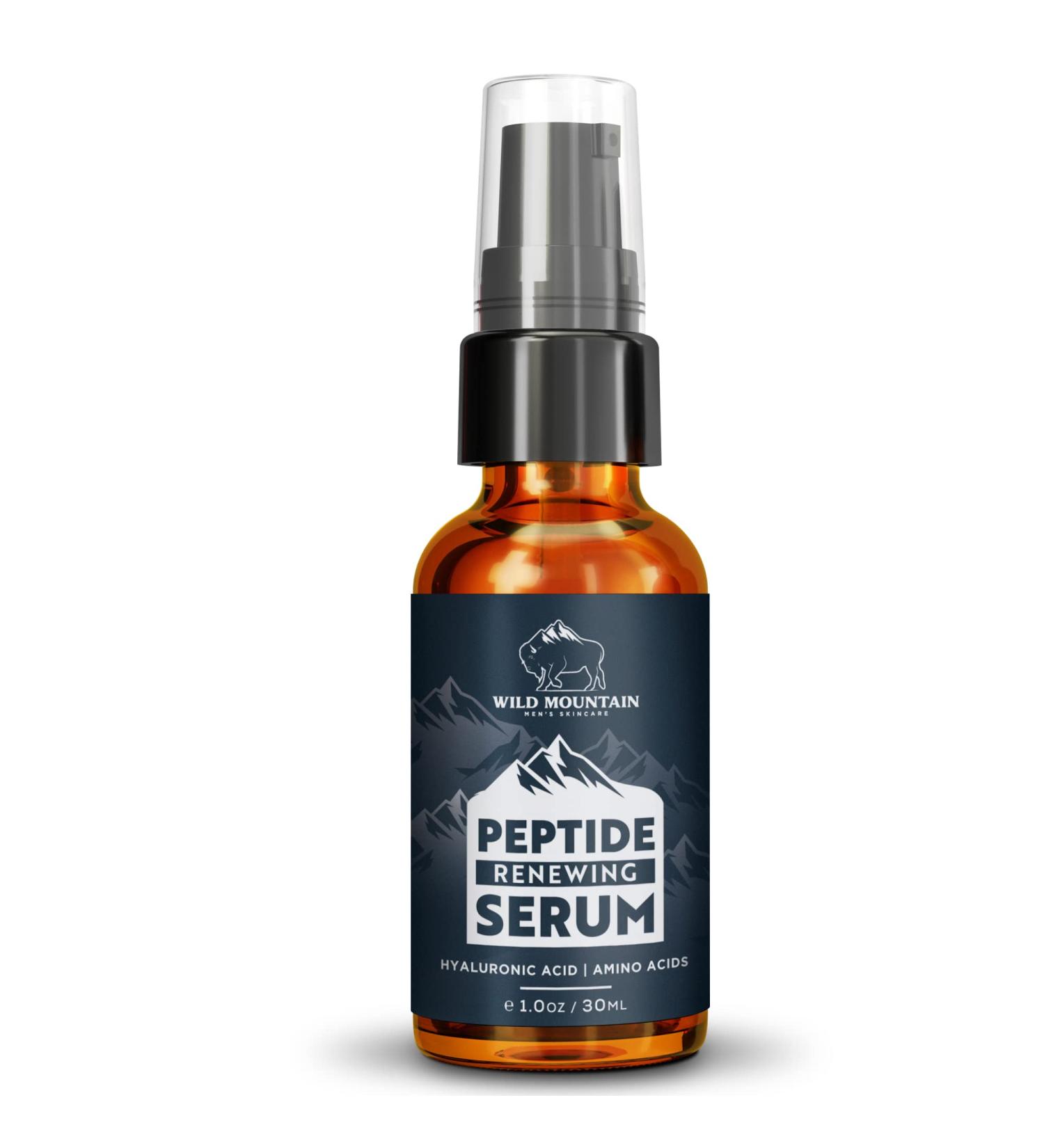 Wild Mountain Peptide Face Serum for Men - Hydrating Hyaluronic Acid & Collagen Boosting - Anti-Aging & Brightening 1 oz | International Shipping Available - Buy Online on GoSupps.com