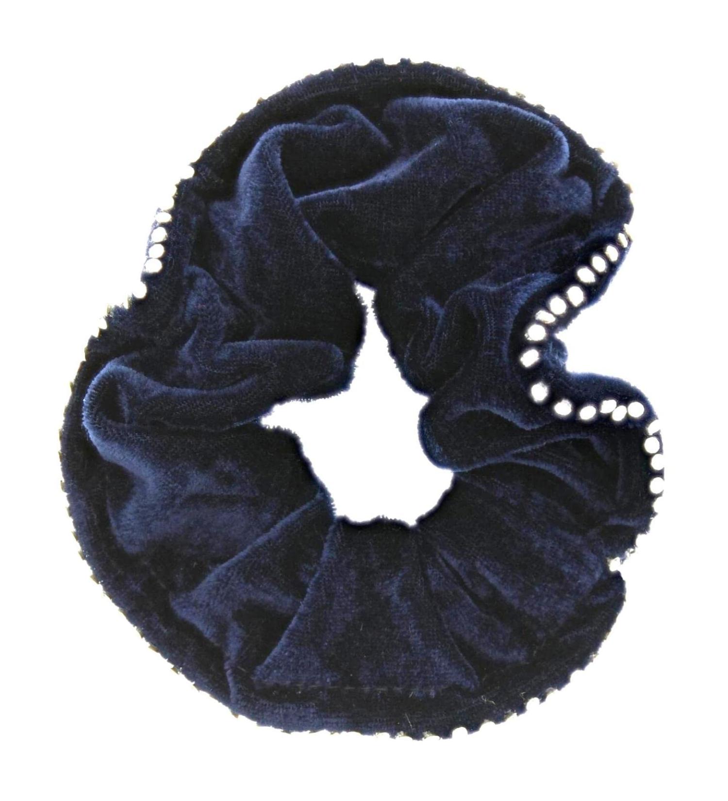 Topkids Accessories Large Luxury Velvet Scrunchie Diamante Stone Edged Sparkly Crystal Scrunchie Luxury Hair Bobbles Hair Scrunchies For Girls Women Ladies (Navy Blue) - Buy Online on GoSupps.com
