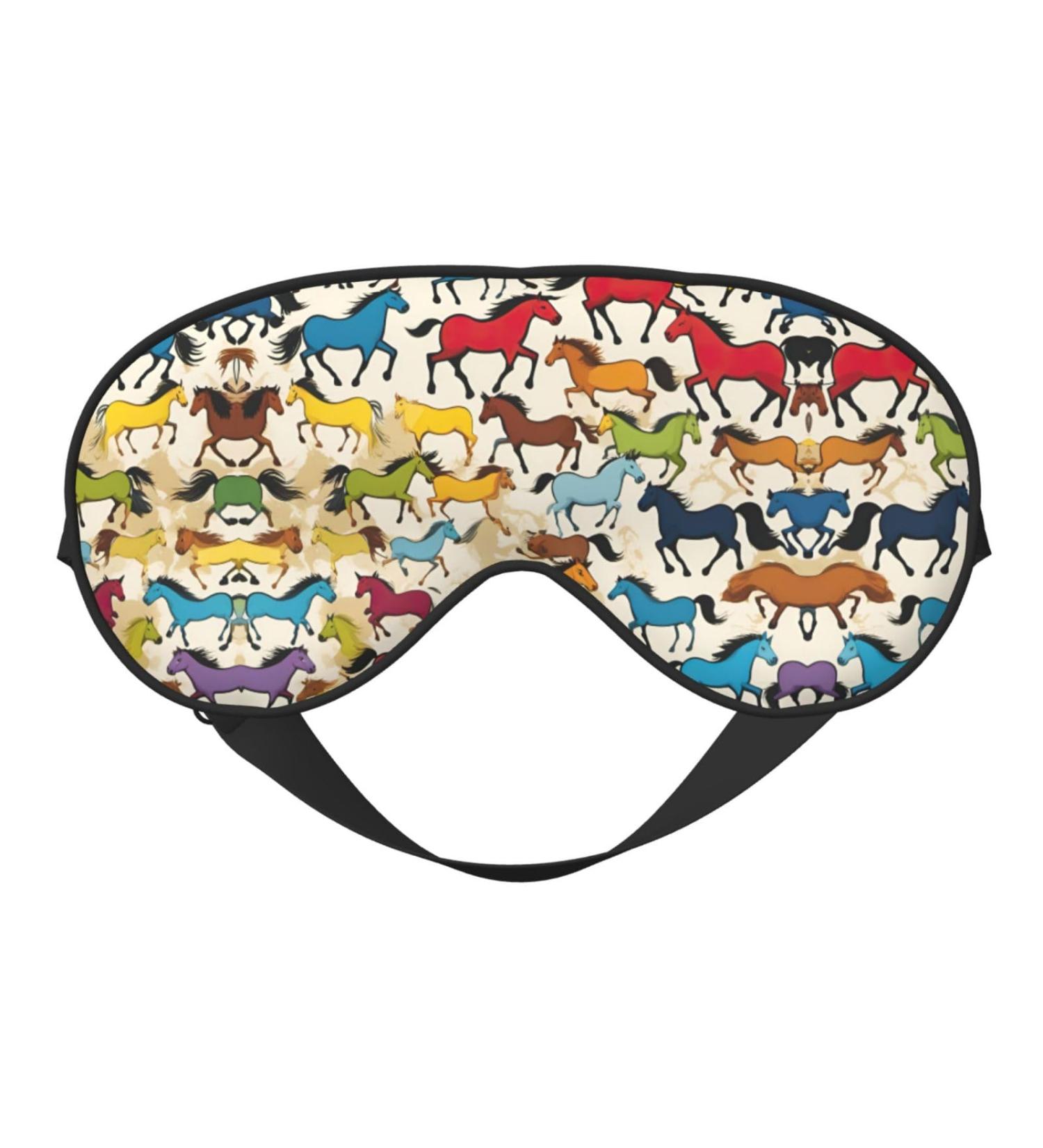 Colorful Cartoon Horses Eye Mask | Unisex Soft Sleep Mask for Travel Yoga & Shift Work - Buy Online on GoSupps.com