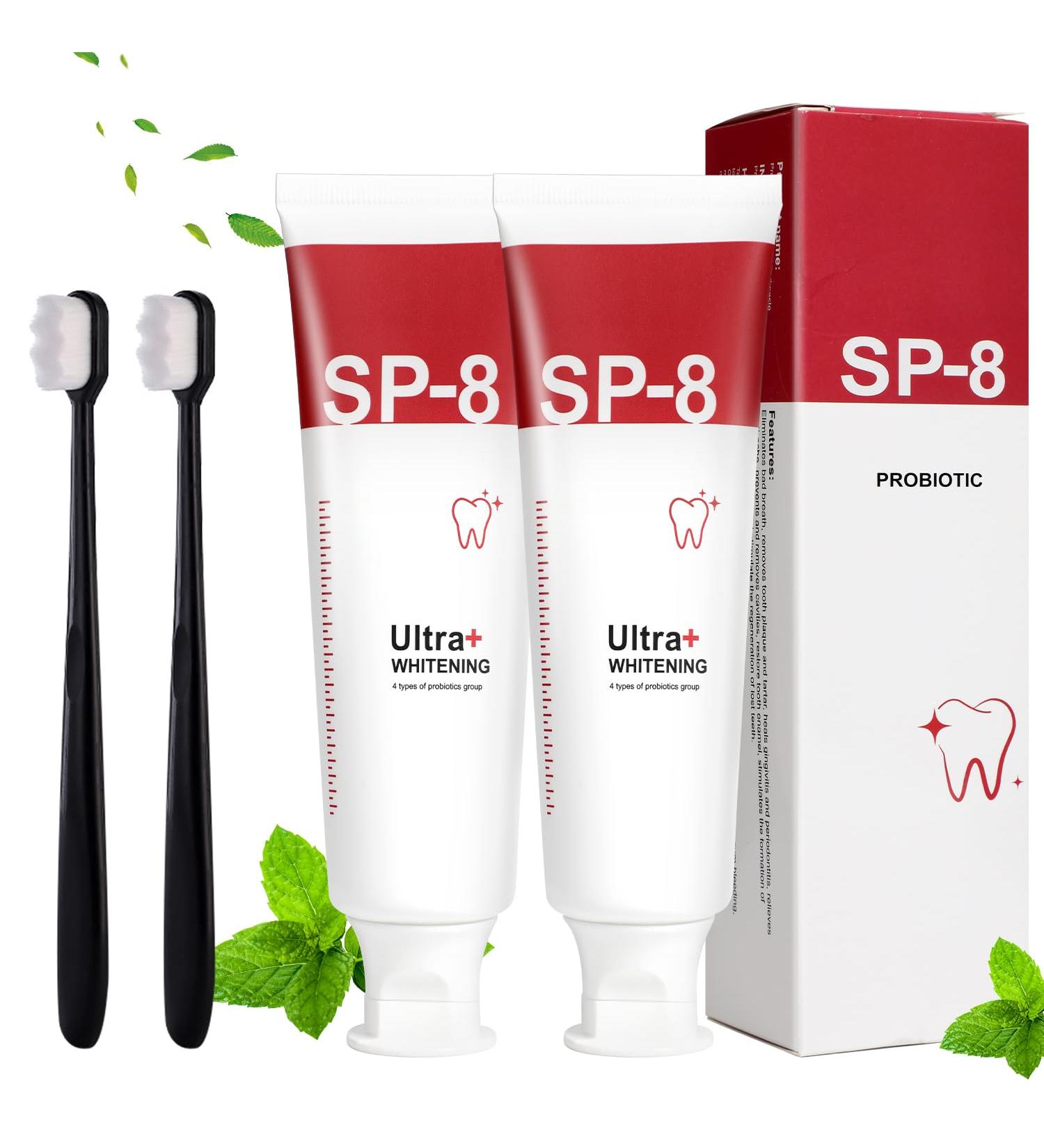 SP-8 Probiotic Toothpaste Set - Whitening & Fresh Breath - 2pcs for Healthy Gums - Buy Online on GoSupps.com