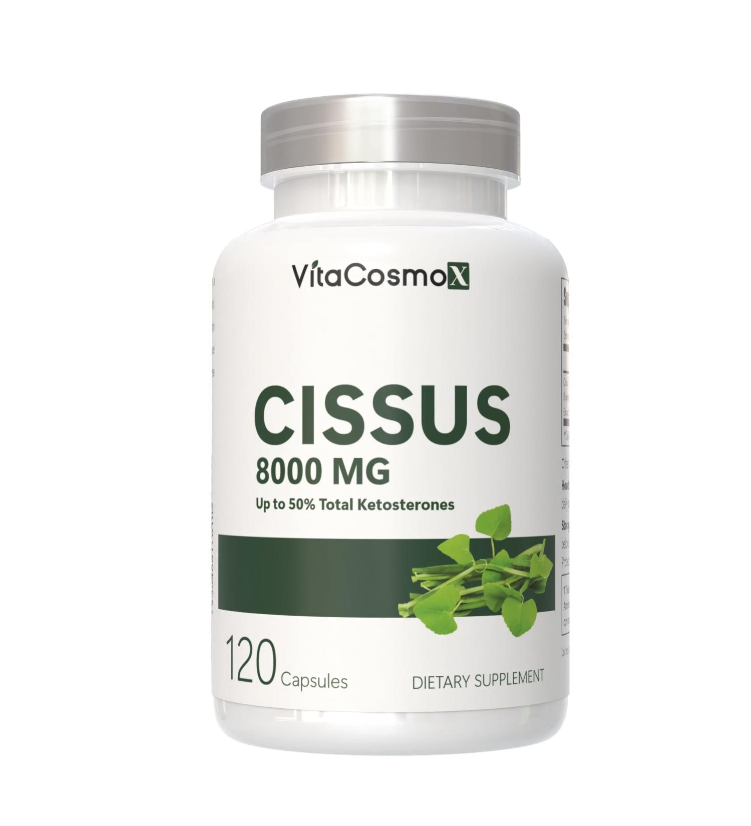 VitaCosmoX Cissus Quadrangularis Extract 8000 mg Maximum Strength 120 Veggie Capsules 100% Vegetarian Non-GMO & Gluten Free - Buy Online on GoSupps.com
