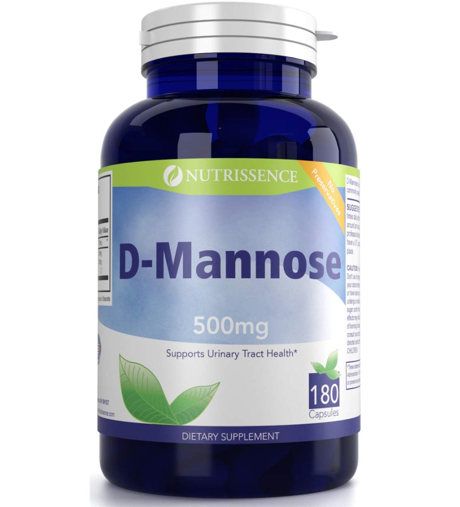 D-Mannose 500mg 180 Capsules by Nutrissence - Urinary Tract Health Support - Buy Online on GoSupps.com