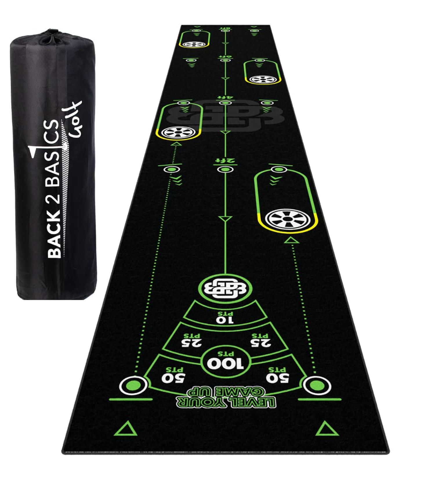 Back 2 Basics Golf Play-Off Putting Mat - 10 ft - Realistic Green Surface - Drills & Games - Indoor/Outdoor Training Aid - Buy Online on GoSupps.com