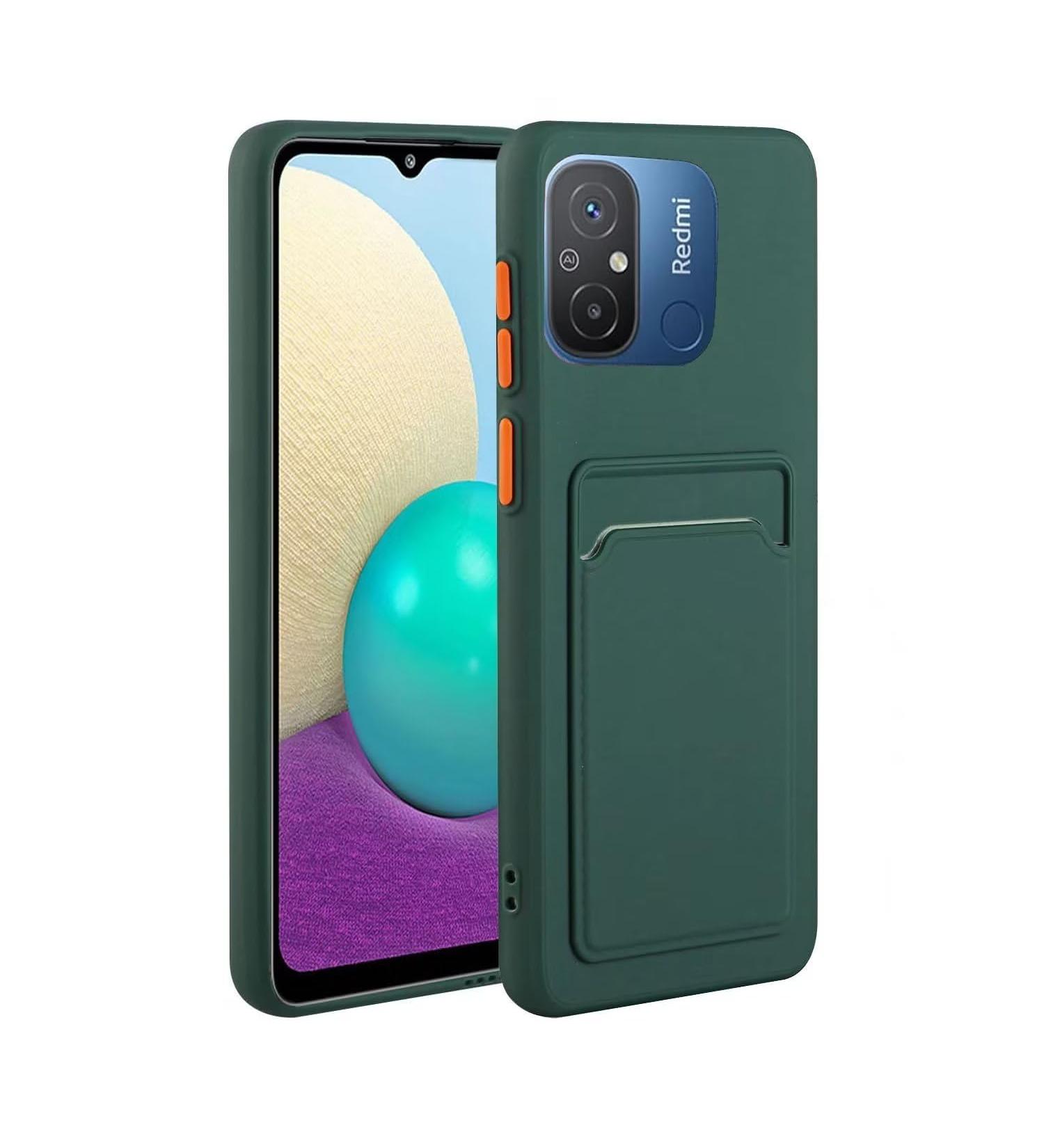 Tivenfezk Nadoli Ultra Thin Silicone Case for Xiaomi Redmi 12C - Shockproof Scratch-Resistant Wallet Cover with Credit Card Holder - Dark Green - Buy Online on GoSupps.com