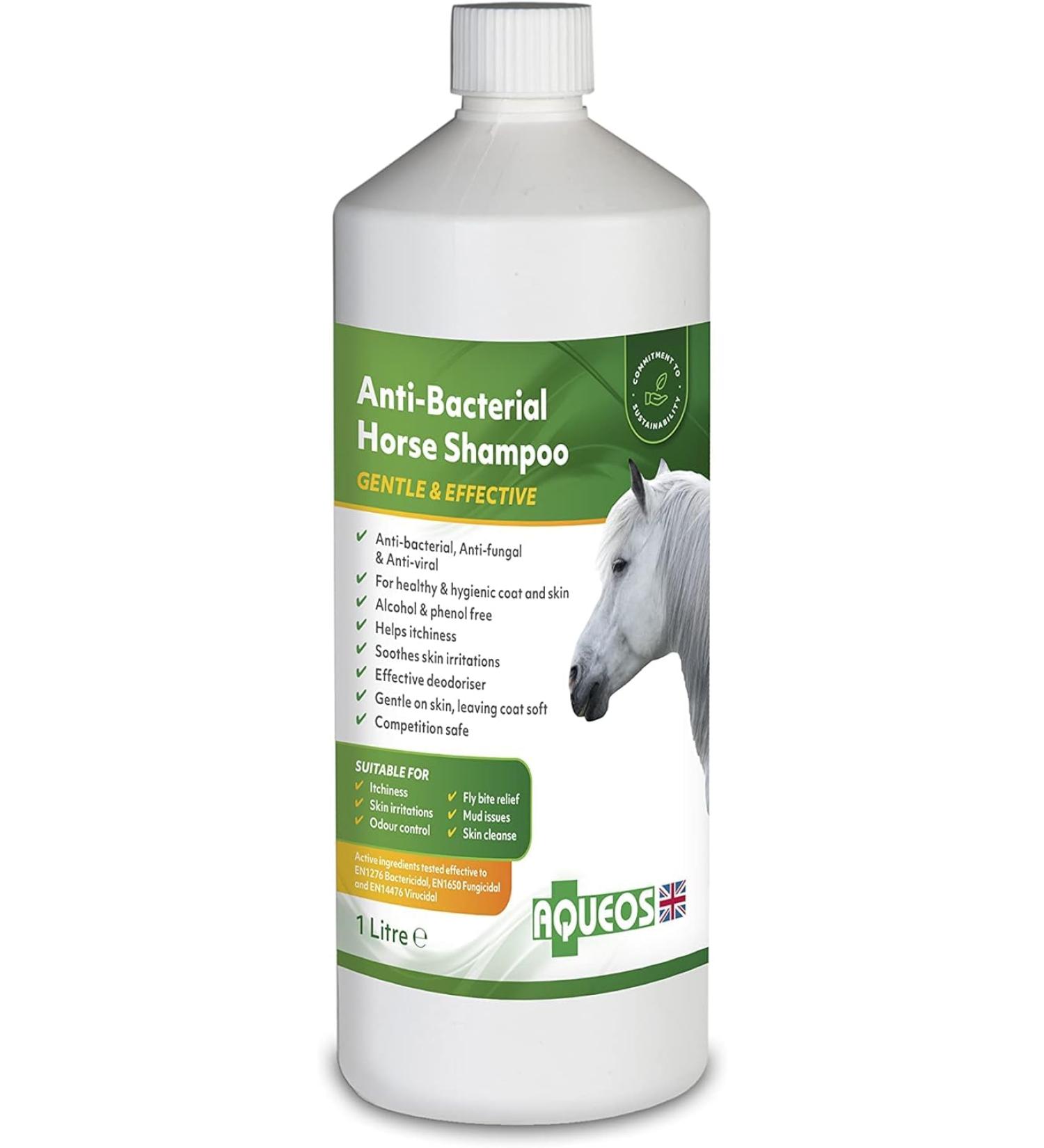 Aqueos Antibacterial Antiviral Antifungal Horse Shampoo - for Itchy Skin Minor-Wounds Cuts Grazes Skin Irritations & Sensitive Skin | Soothing & Deodorising Medicated Shampoo Alternative | 1L 1 l (Pack of 1) - Buy Online on GoSupps.com