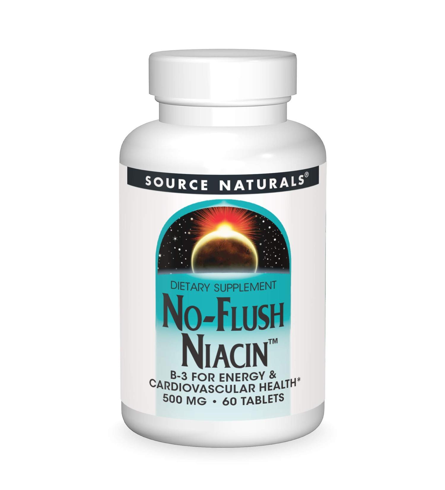 Source Naturals No-Flush Niacin B-3 500mg - 60 Tablets | Supports Cardiovascular Health - Buy Online on GoSupps.com