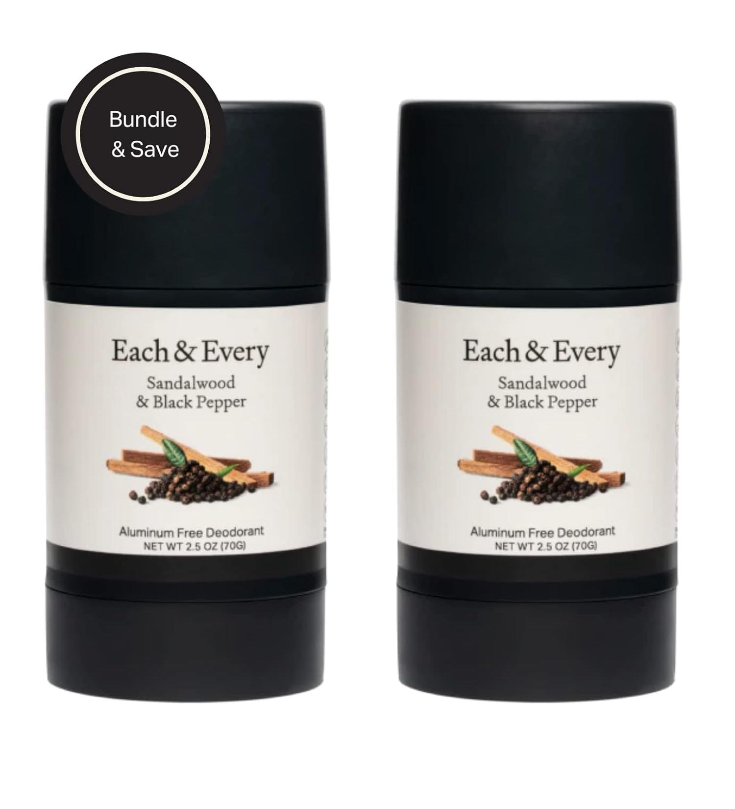 Each & Every 2-Pack Natural Aluminum-Free Deodorant for Sensitive Skin with Essential Oils  Plant-Based Packaging (2.5 Ounce (Pack of 2)) (Sandalwood & Black Pepper) - Buy Online on GoSupps.com