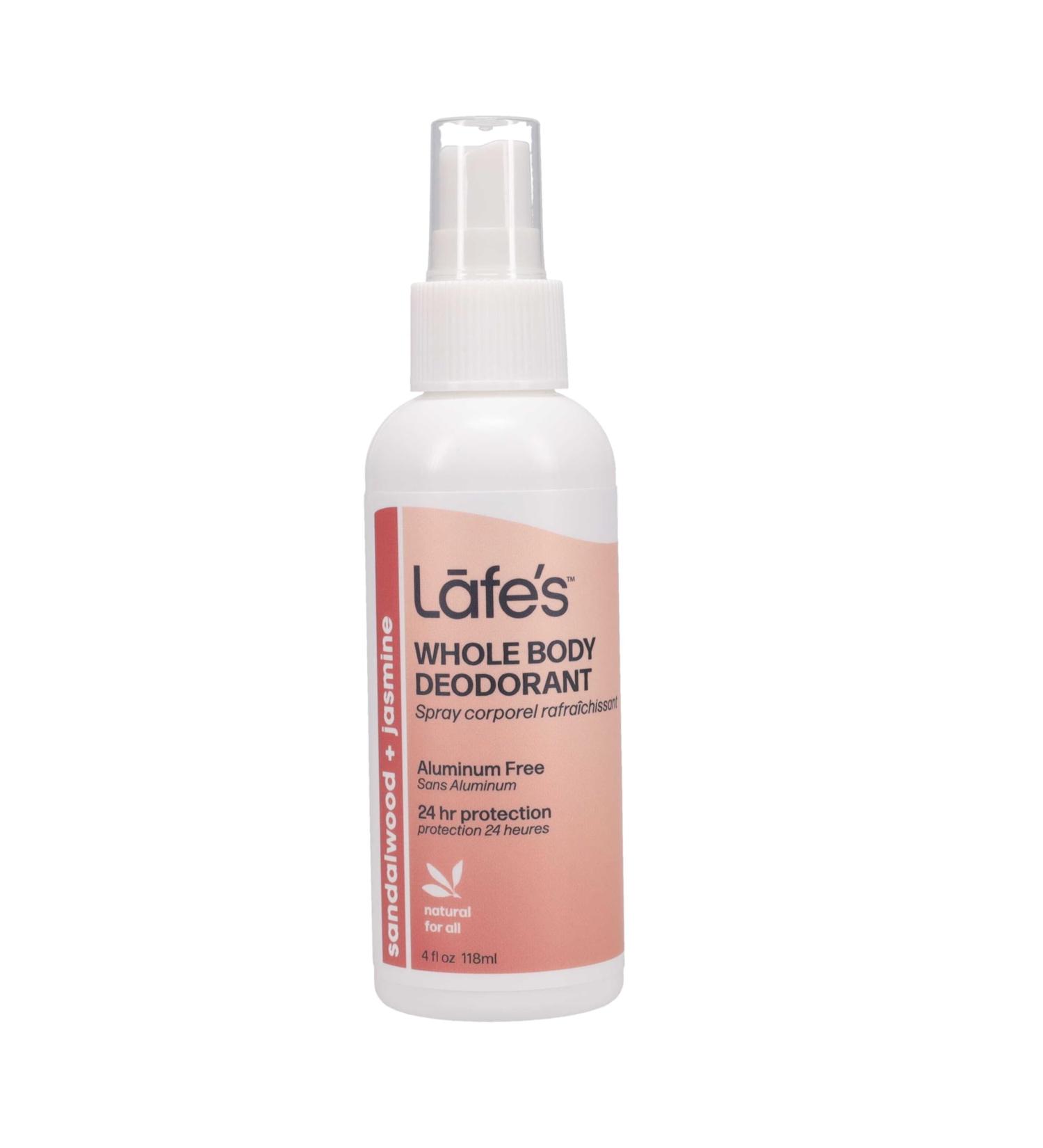 Lafe's Natural Deodorant | 4 Ounce Whole Body Non-Aerosol Deodorant Spray | Aluminum Paraben & Baking Soda Free | Sandalwood & Jasmine Saldalwood & Jasmine - Buy Online on GoSupps.com
