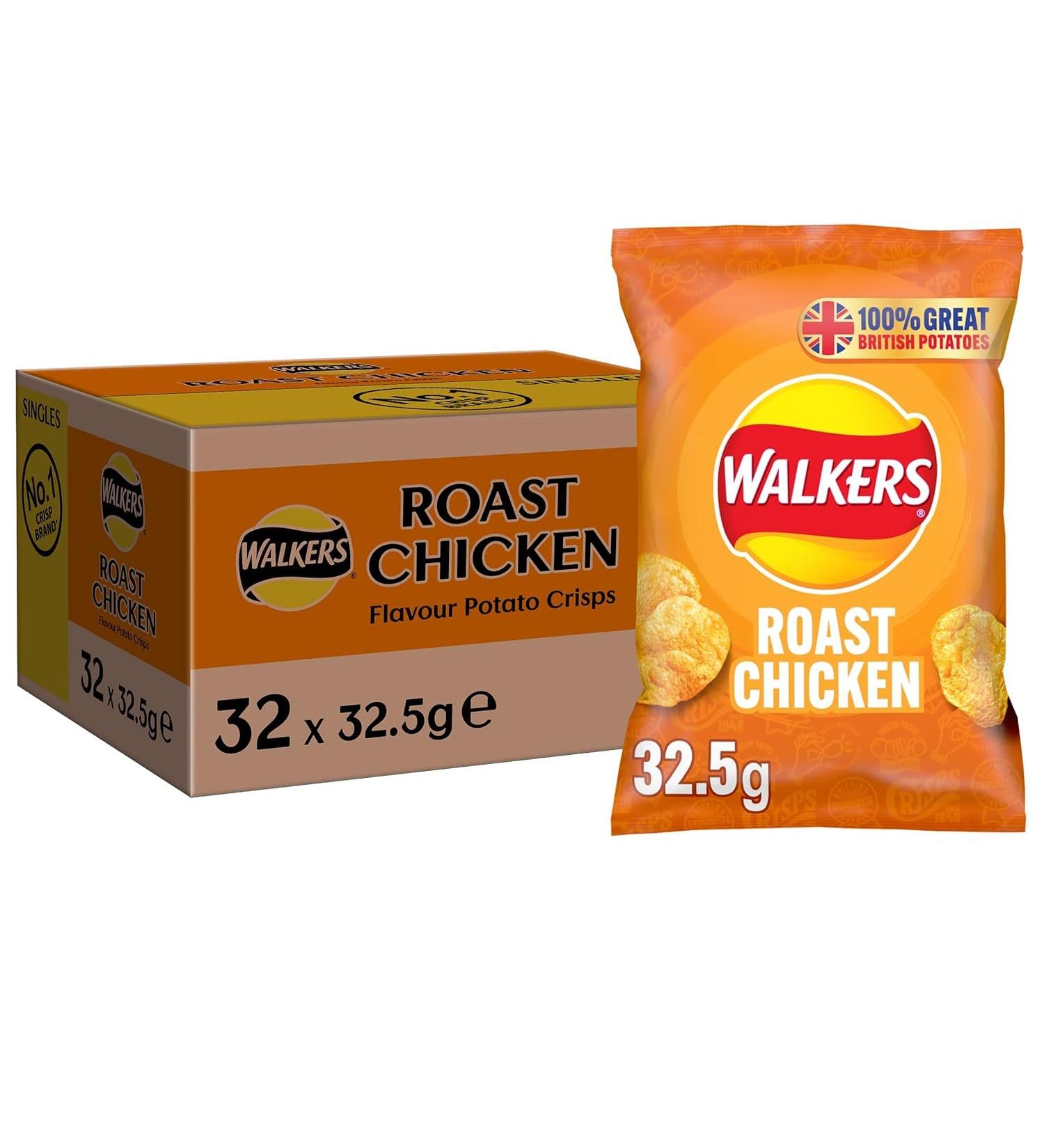 Walkers Roast Chicken Crisps 32x32.5g (Wholesale Box) - Buy Online on GoSupps.com