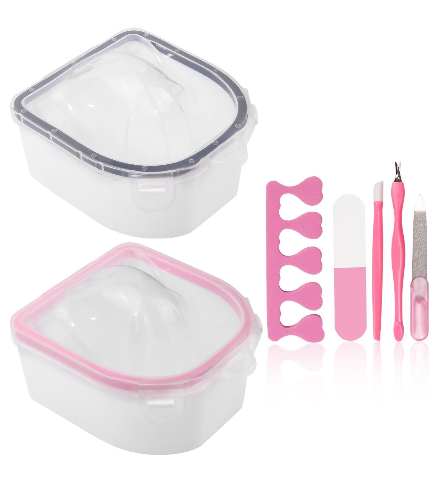 Yokilly Nail Soak Off Bowl 2PCS Acetone Acrylic Remover Kit - Nail Polish Remover Bowl with 5 PCS Nail Art Tools - Buy Online on GoSupps.com