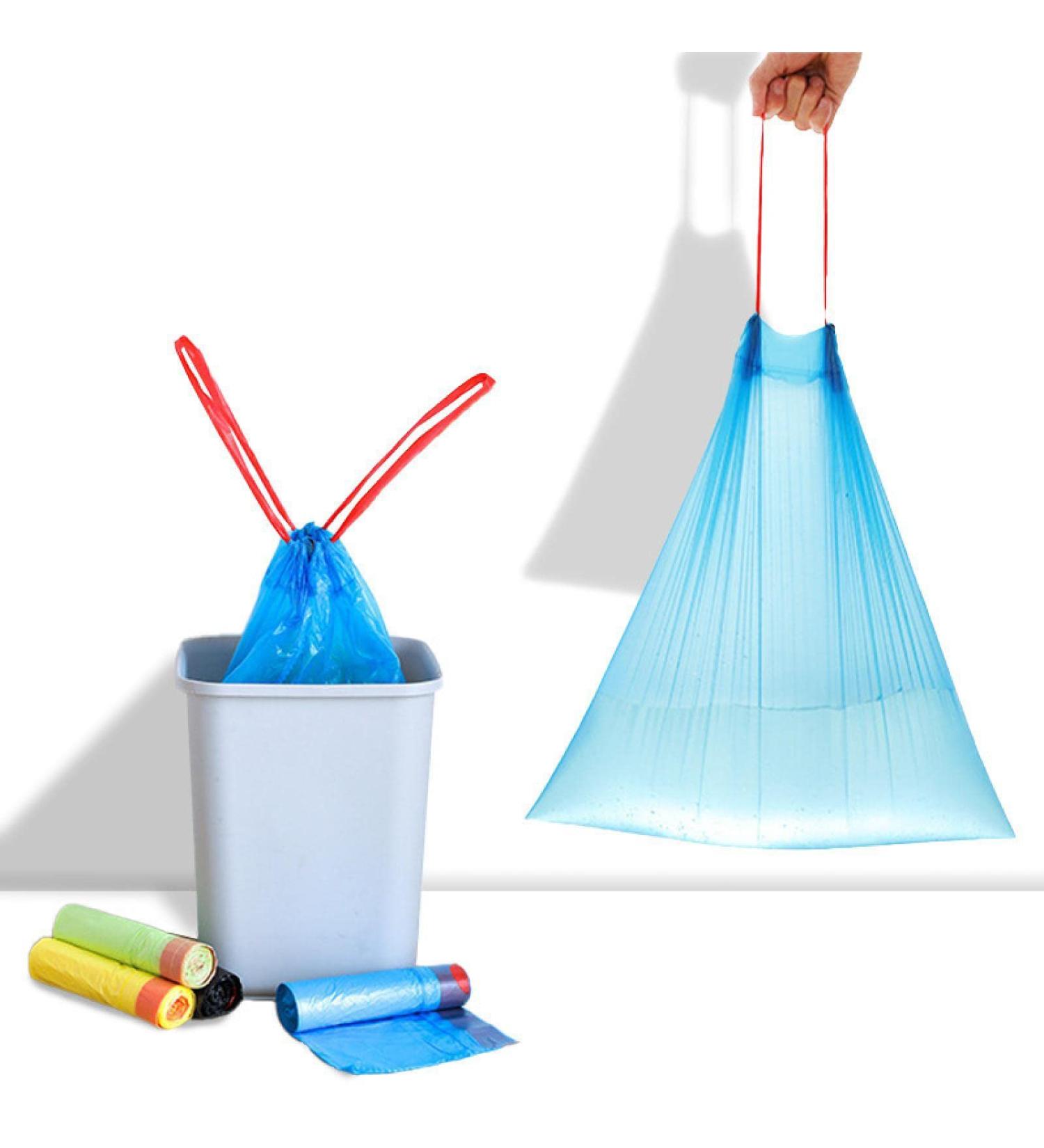 Thicken Point Broken Rope Garbage Bag Kitchen Home Disposable Hand-held Garbage Bag Black Plastic Pocket Green