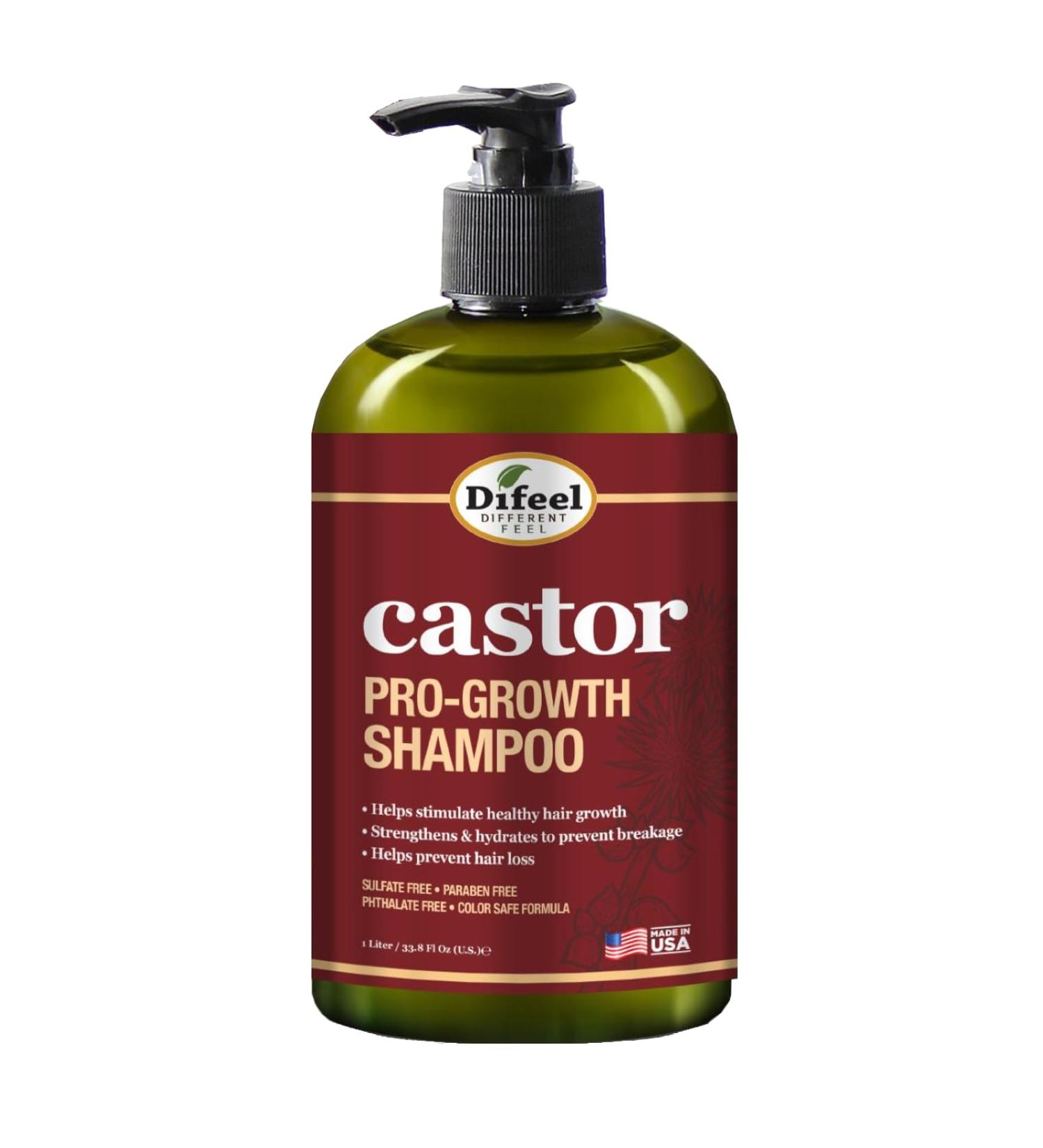 Difeel Castor Pro-Growth Shampoo 12 oz. - Made with Natural Castor Oil for Hair Growth Sulfate Free Shampoo