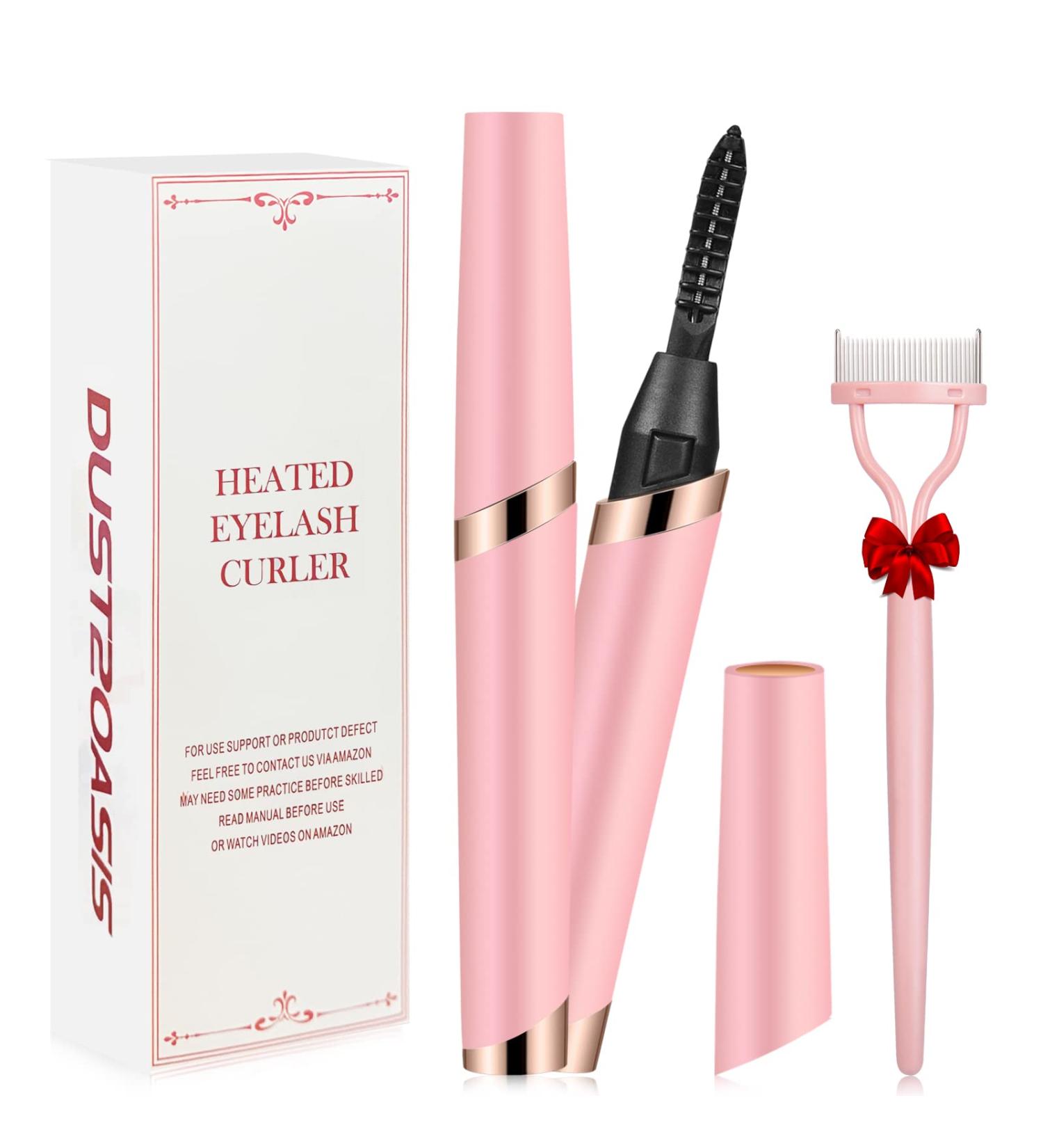 DUST2OASIS Heated Electric Eyelash Curler with Comb - Rechargeable for Natural Curling and Long Lasting Results - Light Pink 2023 Updated - Buy Online on GoSupps.com