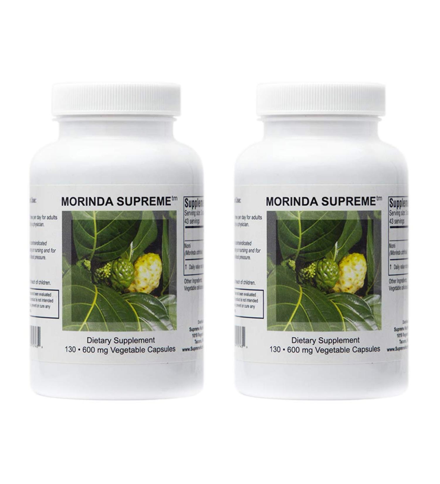 Supreme Nutrition Morinda Supreme Dual Pack - 130 Whole Noni Fruit Capsules - 2190mg per Serving - Buy Online on GoSupps.com
