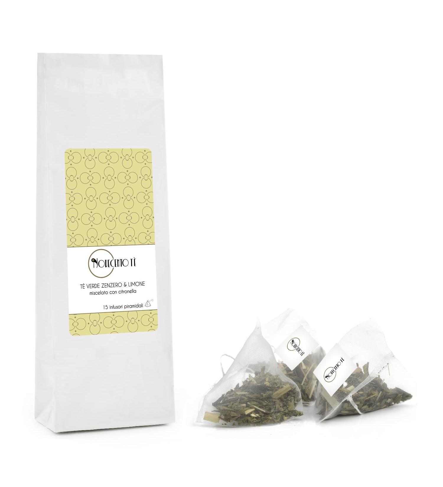  NOVECENTO TE' Novecento T | Green Tea Ginger Lemon | Green Tea Ginger Lemon Lemongrass - 15 Pyramid Infusers | Digestive Infusion Fruits and Spices - Buy Online on GoSupps.com