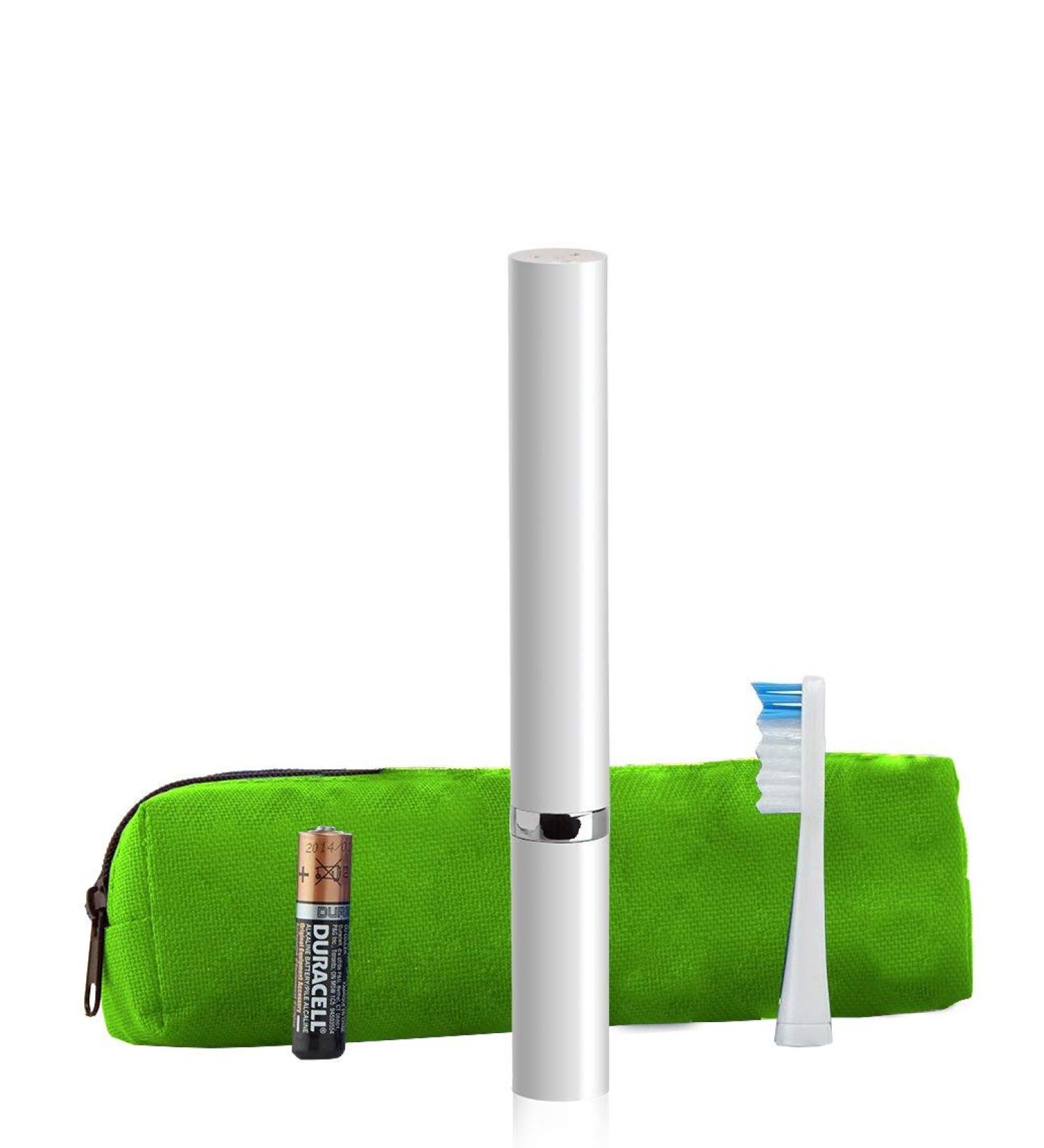 Violife Slim Sonic Toothbrush with Traveler Case (One Size  White/Lime) One Size (Pack of 1) White