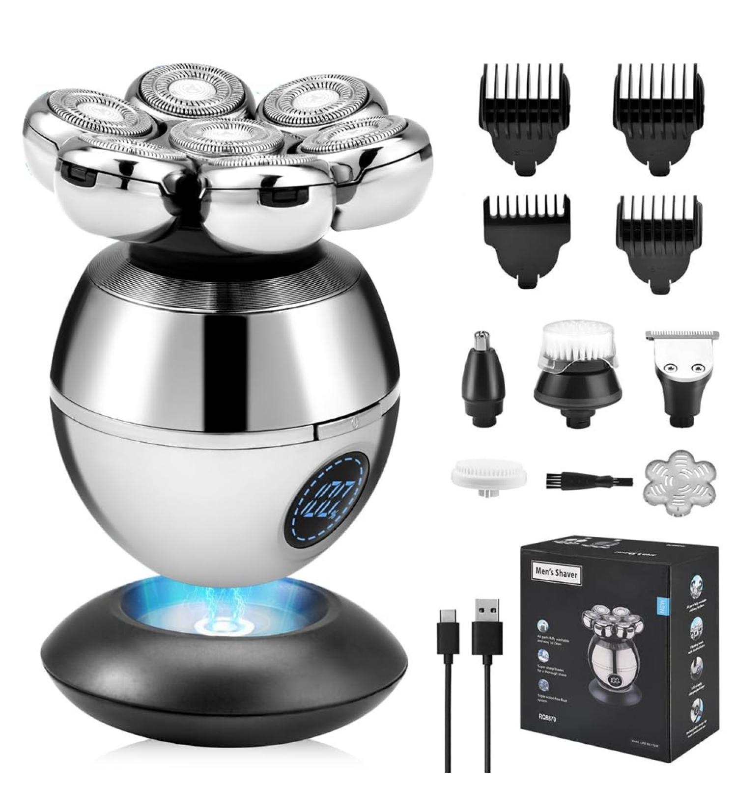 JUJNE 1 Set 6 in 1 Electric Shavers 7D Hair Clipper for Men with LED Display and Portable Wet and Dry - Buy Online on GoSupps.com