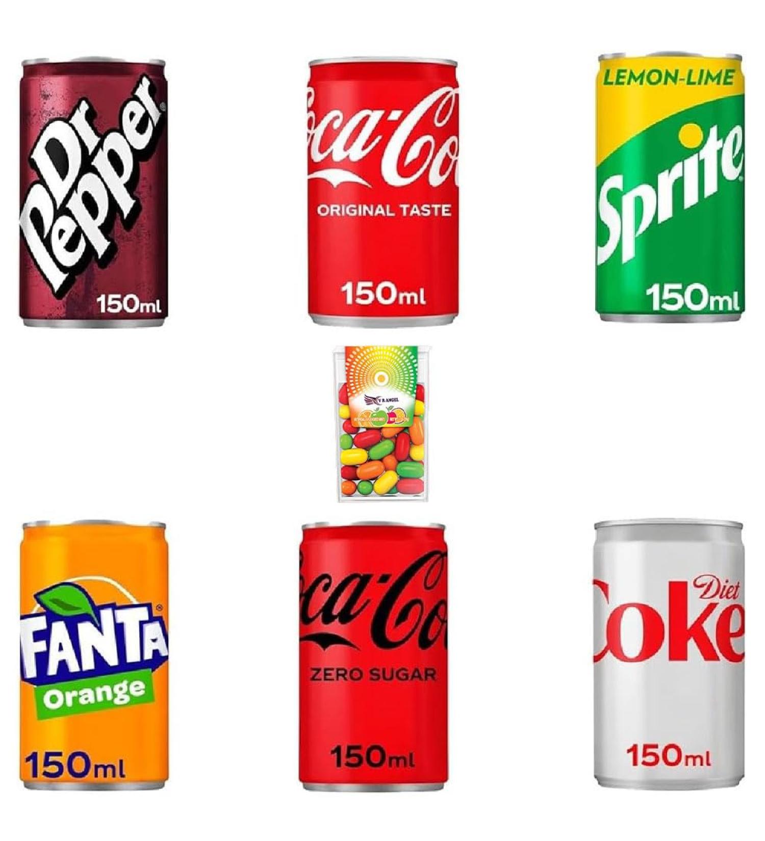 6 Mini Assorted 150ml Stunning Soft Drinks with a Mint Bonus In Exciting 24 Packs (Each 4) To Satisfy Your Soda Cravings Sold By VR Angle All_Mix_24Pk - Buy Online on GoSupps.com