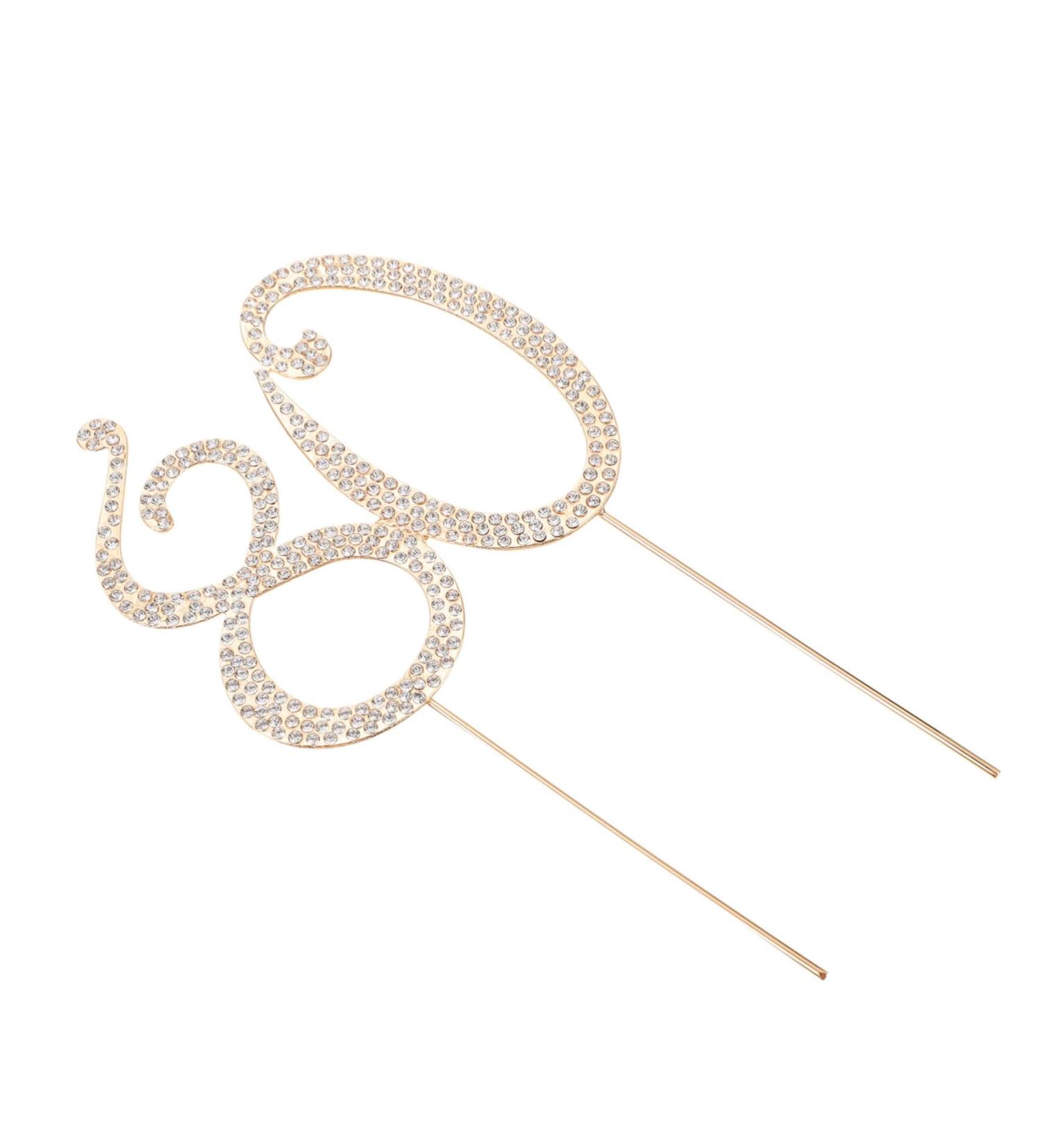 Digital Cake Insert Cocktail Decorations Cake Topper Ornament Bridal Decorations Wedding Topper Wedding Decorations Glitter 80 Accessories Large Alloy Rhinestone Material Golden 21X12CM - Buy Online on GoSupps.com
