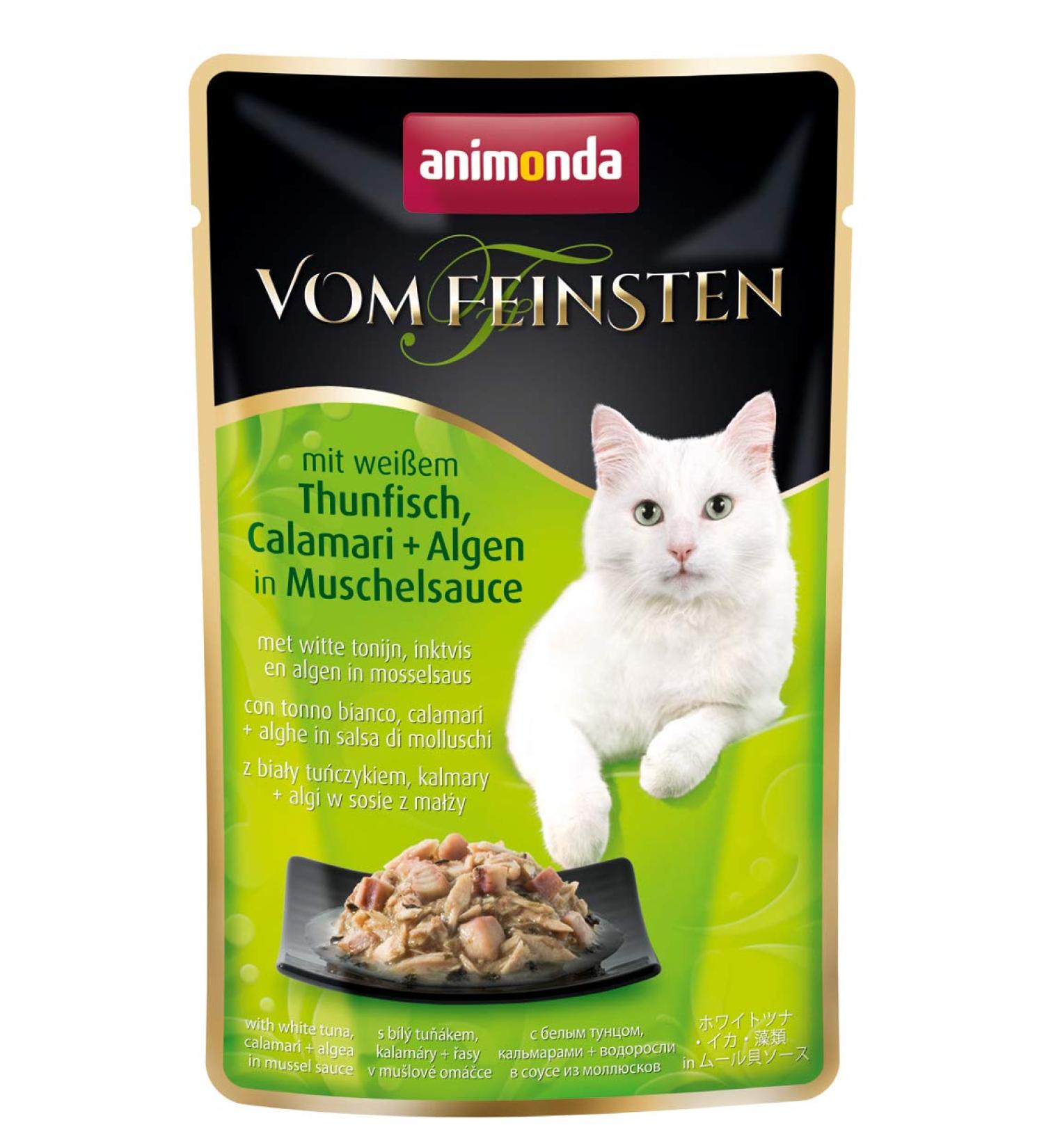 Animonda of the finest adult cat food wet food for adult cats with white tuna calamari + algae in pussy sauce in a fresh bag 18 x 50 g with white tuna calamari + algae in pussels sauce 1 piece (18 pack)