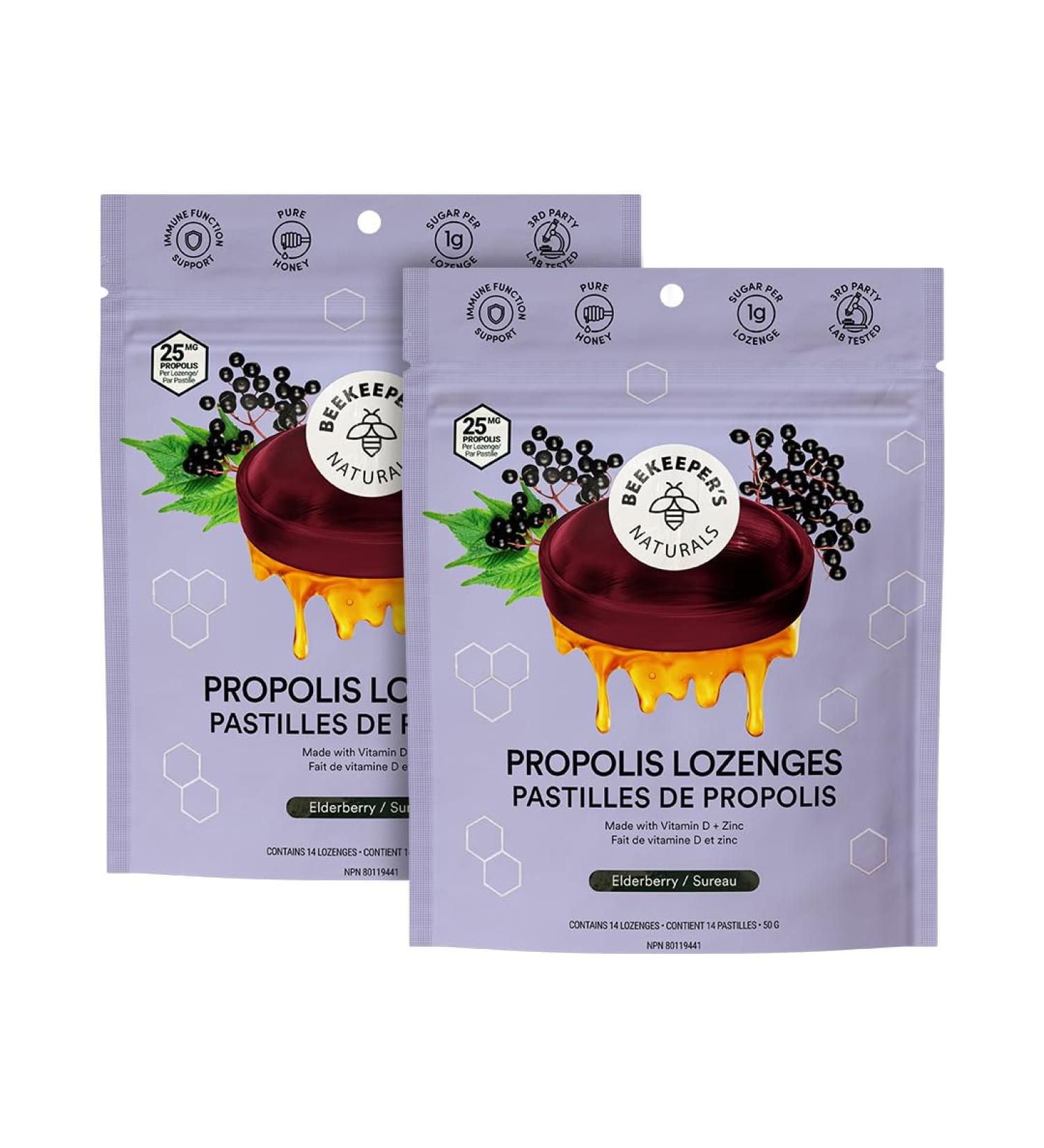 Soothing Honey Elderberry Cough Drops by Beekeeper's Naturals - Immune Support with Vitamin D Zinc and Propolis Throat Soothing Lozenges 14 Ct(2PACK) Elderberry 14 count (Pack of 2) - Buy Online on GoSupps.com