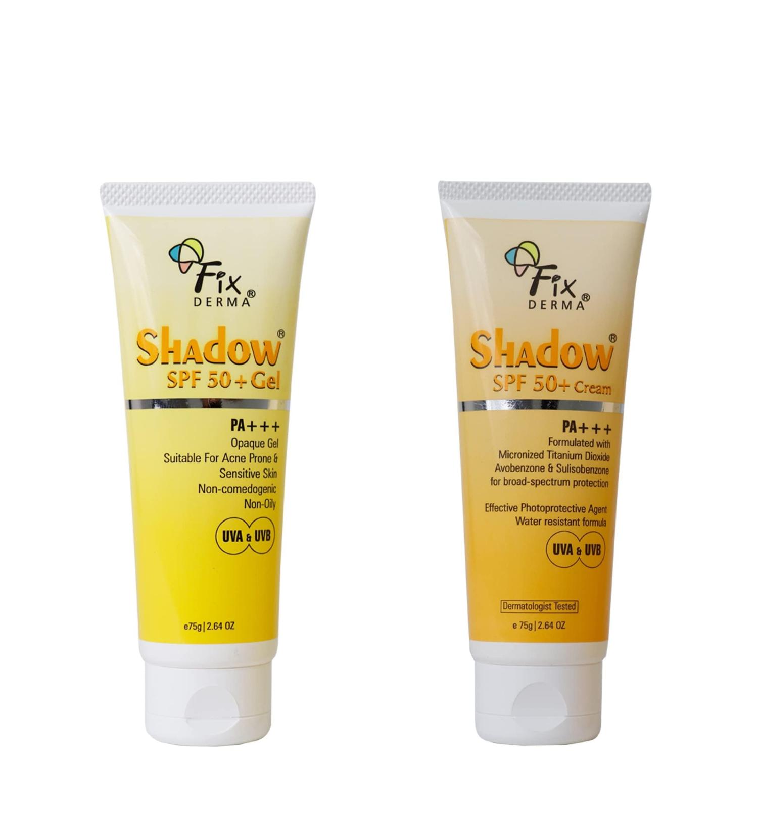 Fixderma Shadow Sunscreen SPF 50+ Cream for UV Protection with Sunscreen SPF 50 Gel Free - Buy Online on GoSupps.com