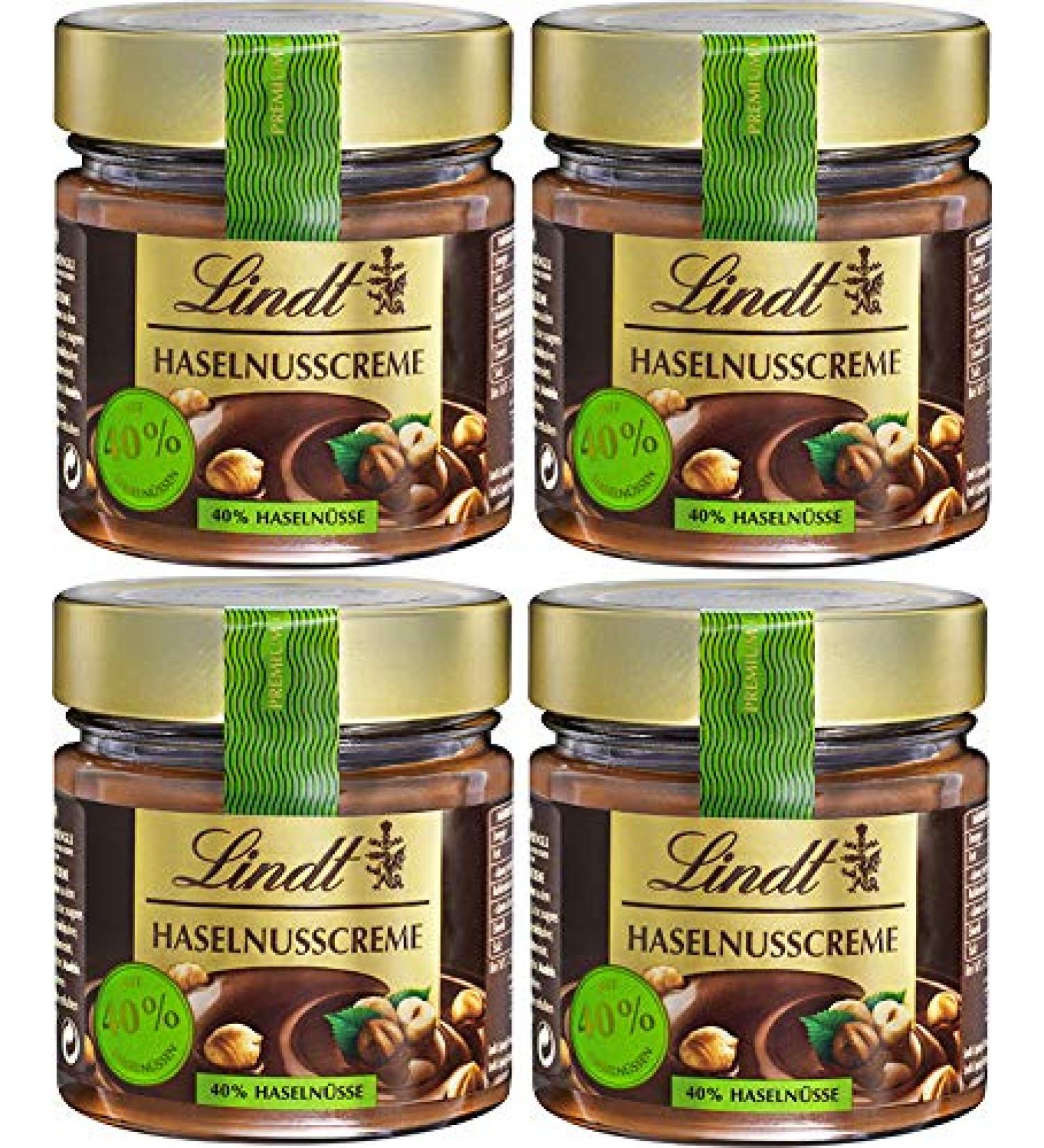 Lindt Hazelnut Cream Creamy Spread 40% Hazelnuts Gluten Free 4 x 220g