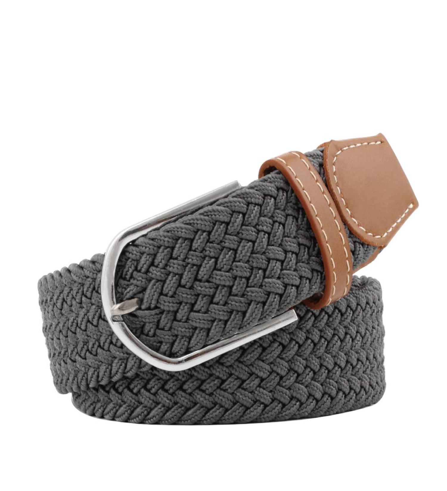 Huyfhksd Mixed Color Woven Stretch Braided Belts for Men and Women Fashion Elastic Belts for Waist Size 37"-39" Dark Gray